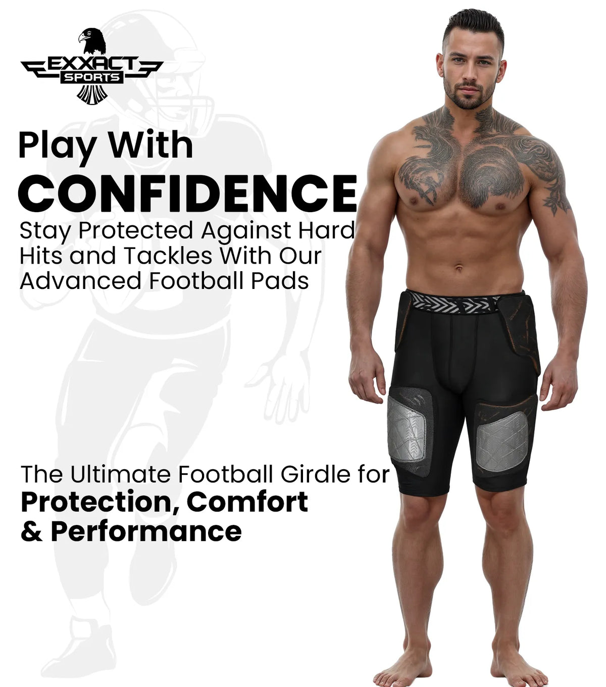 Exxact Sports Men’s Gladiator 5-pad Football Girdle with Cup Pocket - Textured Camo