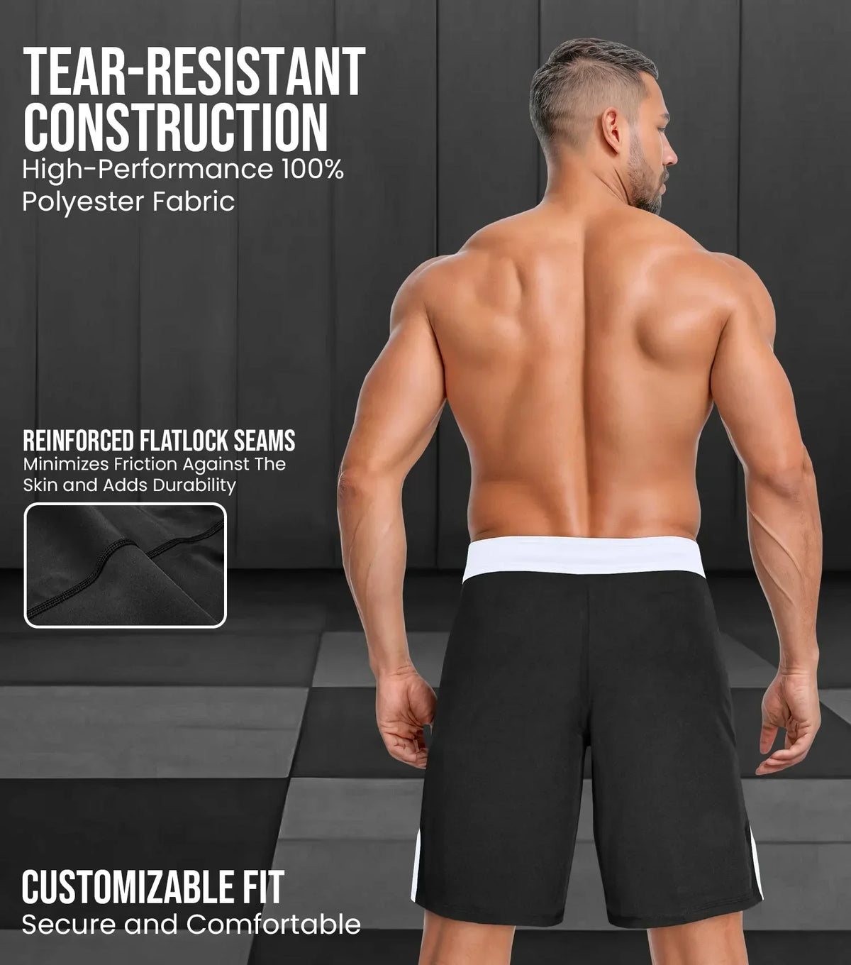 Exxact Sports Men’s Mma Shorts Ibjjf Ranked no Gi Bjj Jiu Jitsu for Grappling Boxing Cross Training - White