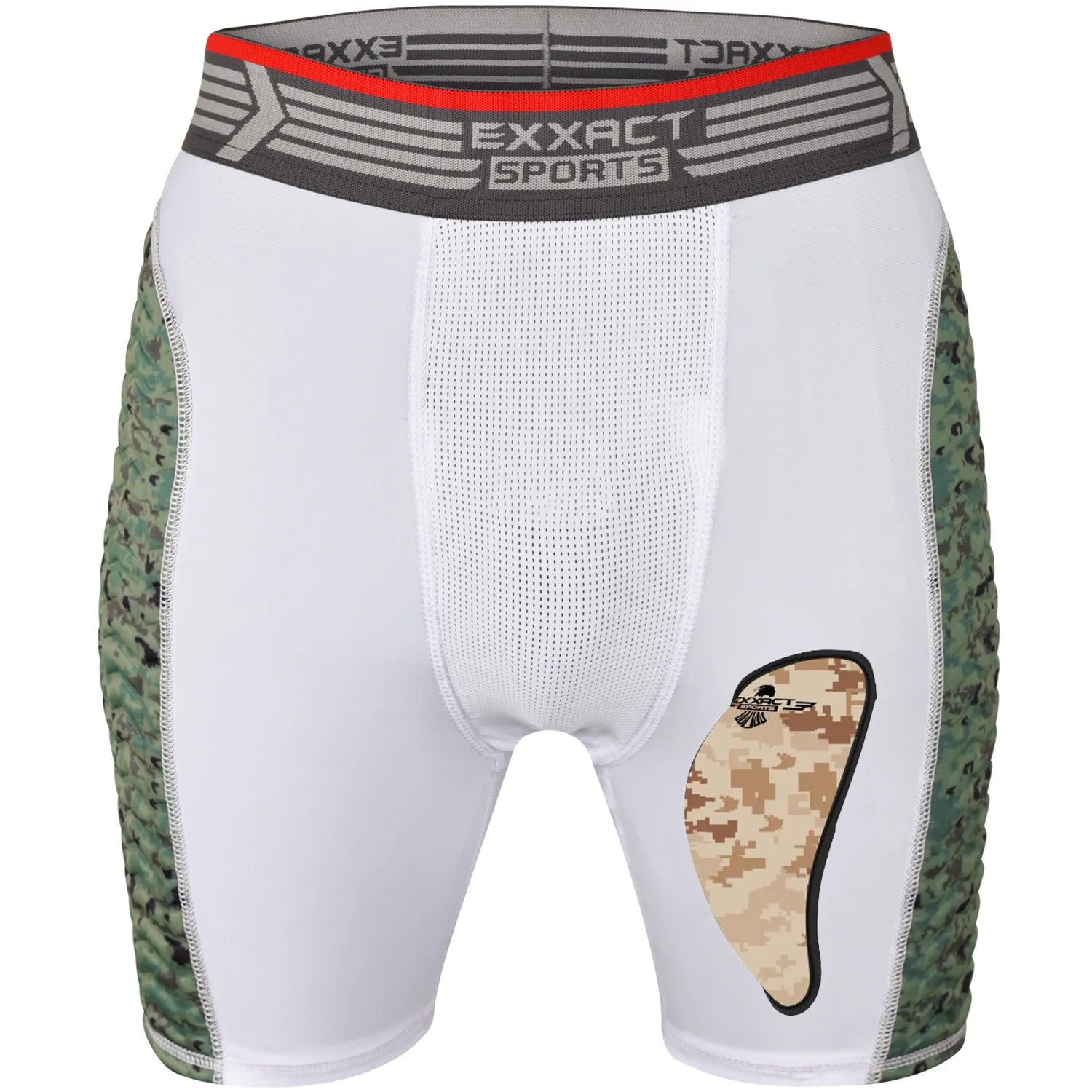 Exxact Sports Men’s Padded Compression Sliding Shorts with Soft Athletic Cup - White Green - Small