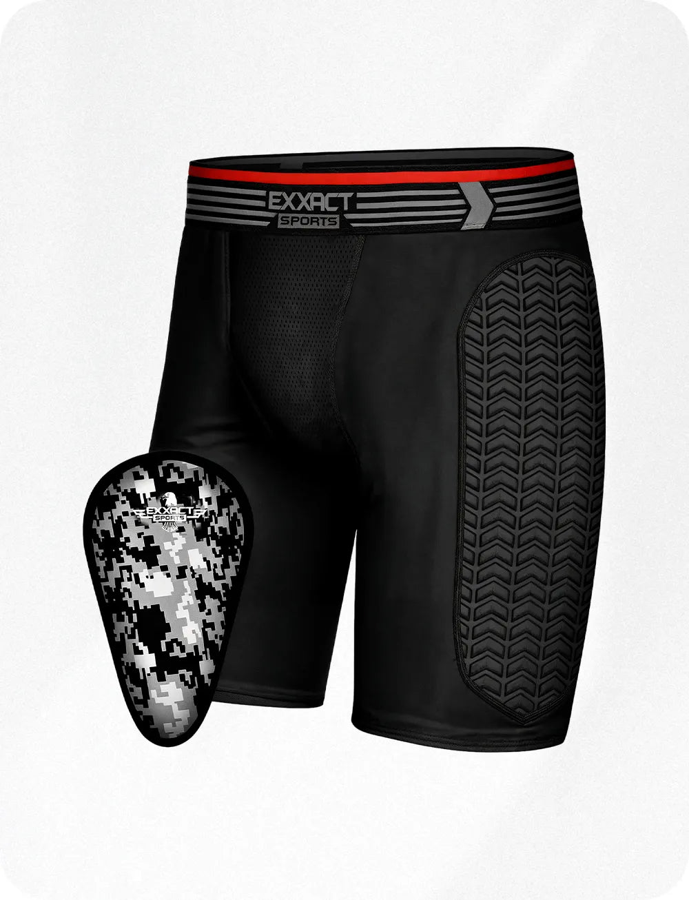 Exxact Sports Men’s Padded Compression Sliding Shorts with Soft Athletic Cup - Black - Small