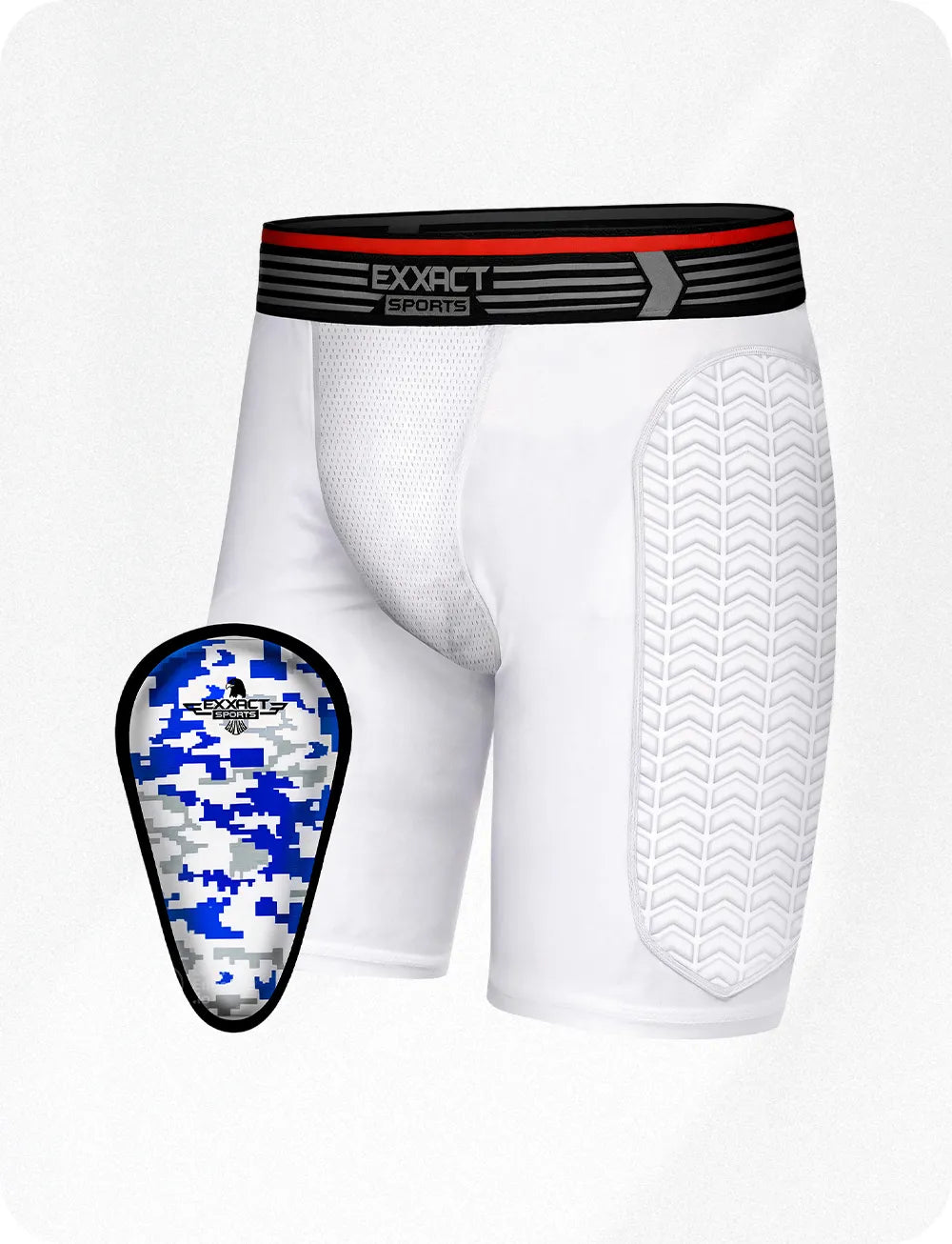 Exxact Sports Men’s Padded Compression Sliding Shorts with Soft Athletic Cup - White