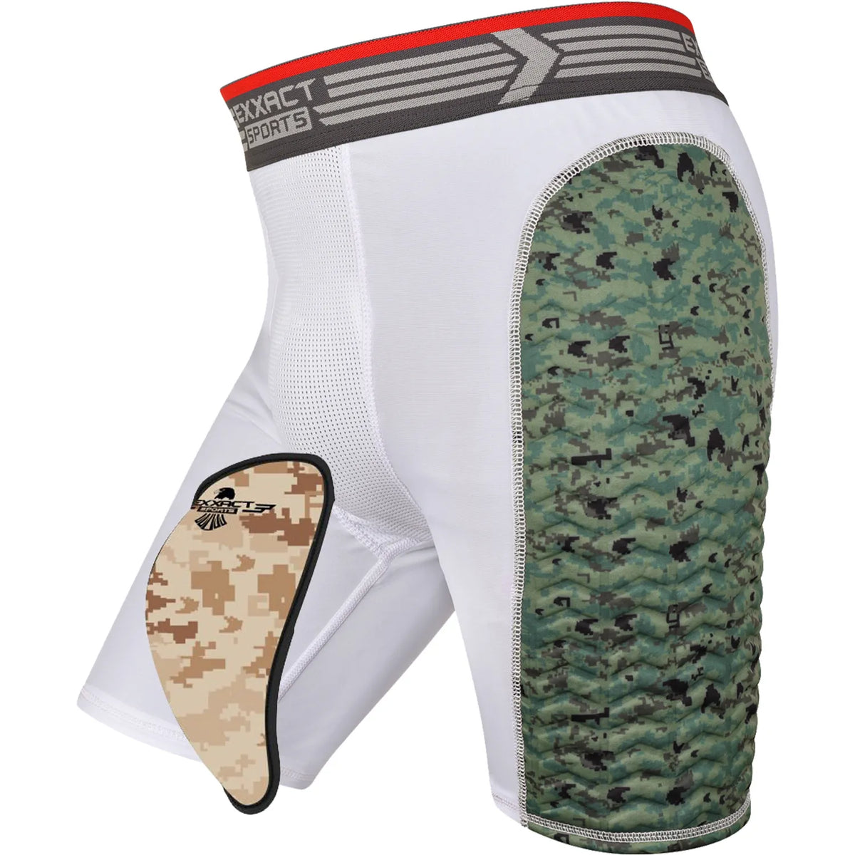 Exxact Sports Men’s Padded Compression Sliding Shorts with Soft Athletic Cup - White Green - Small