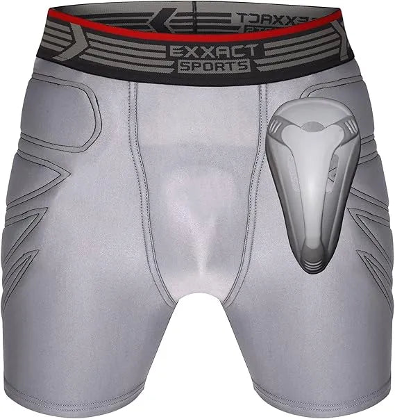 Exxact Sports Men’s Padded Sliding Shorts with Hard Protective Cup - Gray - Small