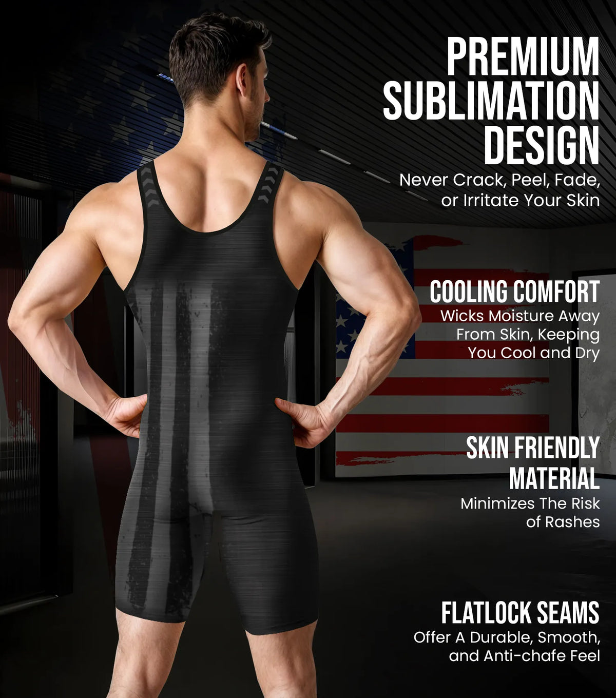 Exxact Sports Men’s Patriot Wrestling Singlets - Black