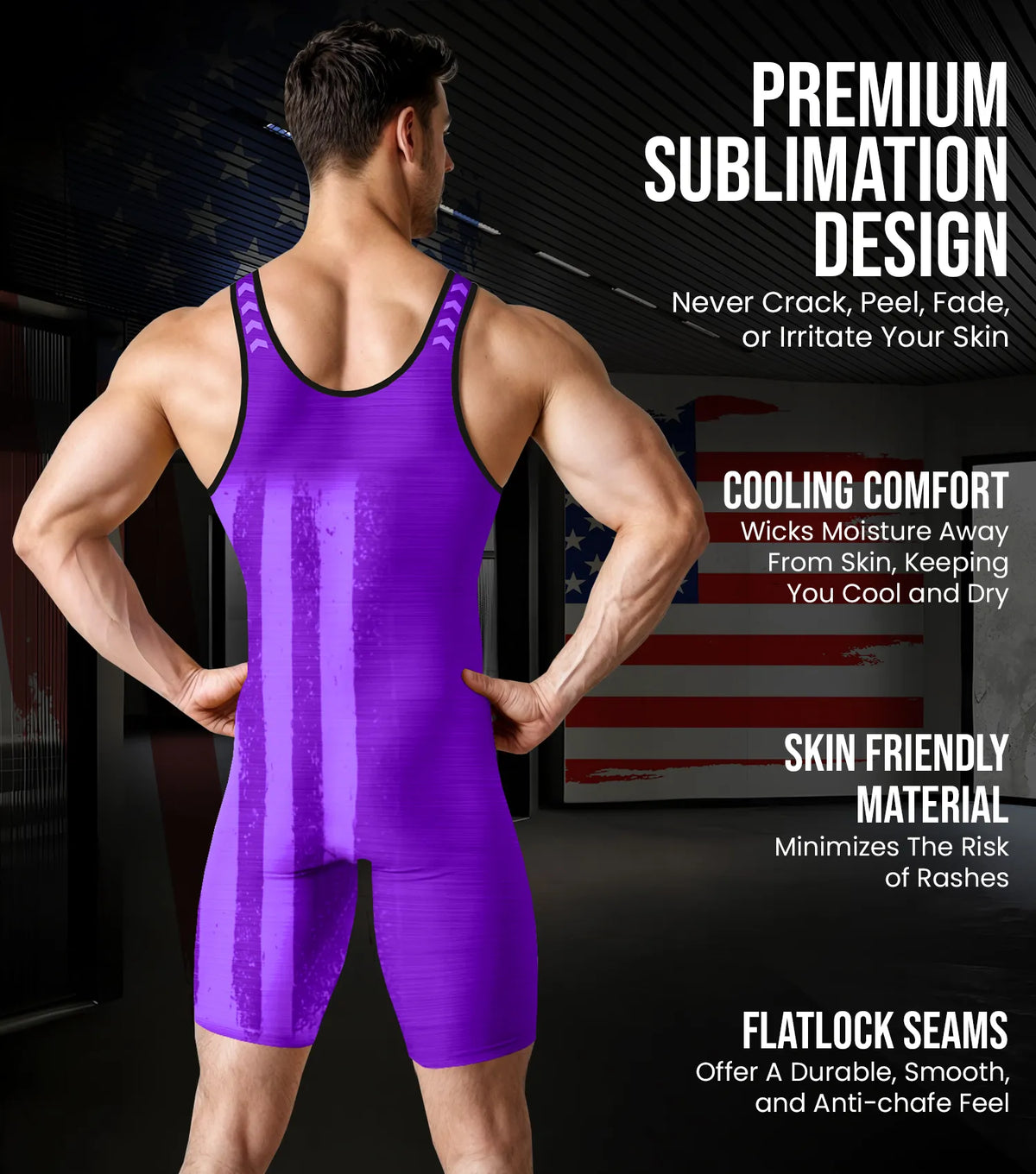 Exxact Sports Men’s Patriot Wrestling Singlets - Purple