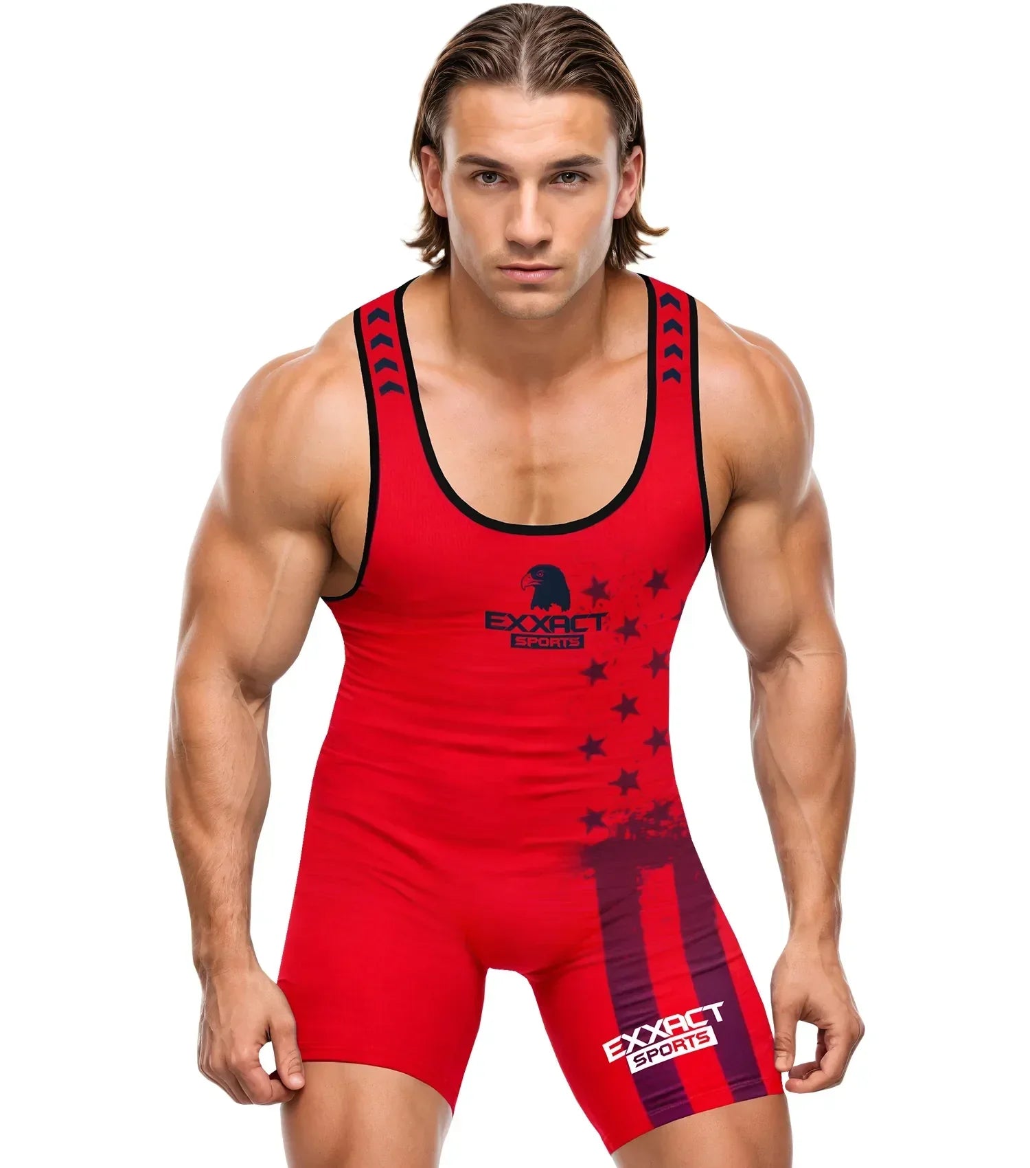 Exxact Sports Men’s Patriot Wrestling Singlets - Red