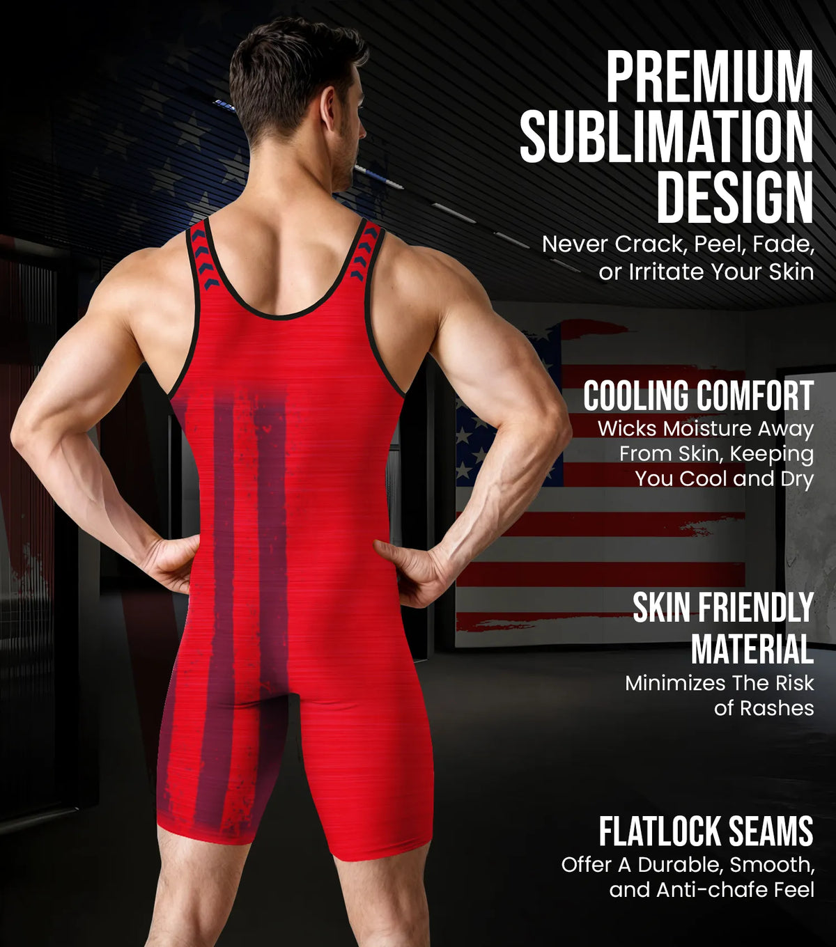 Exxact Sports Men’s Patriot Wrestling Singlets - Red