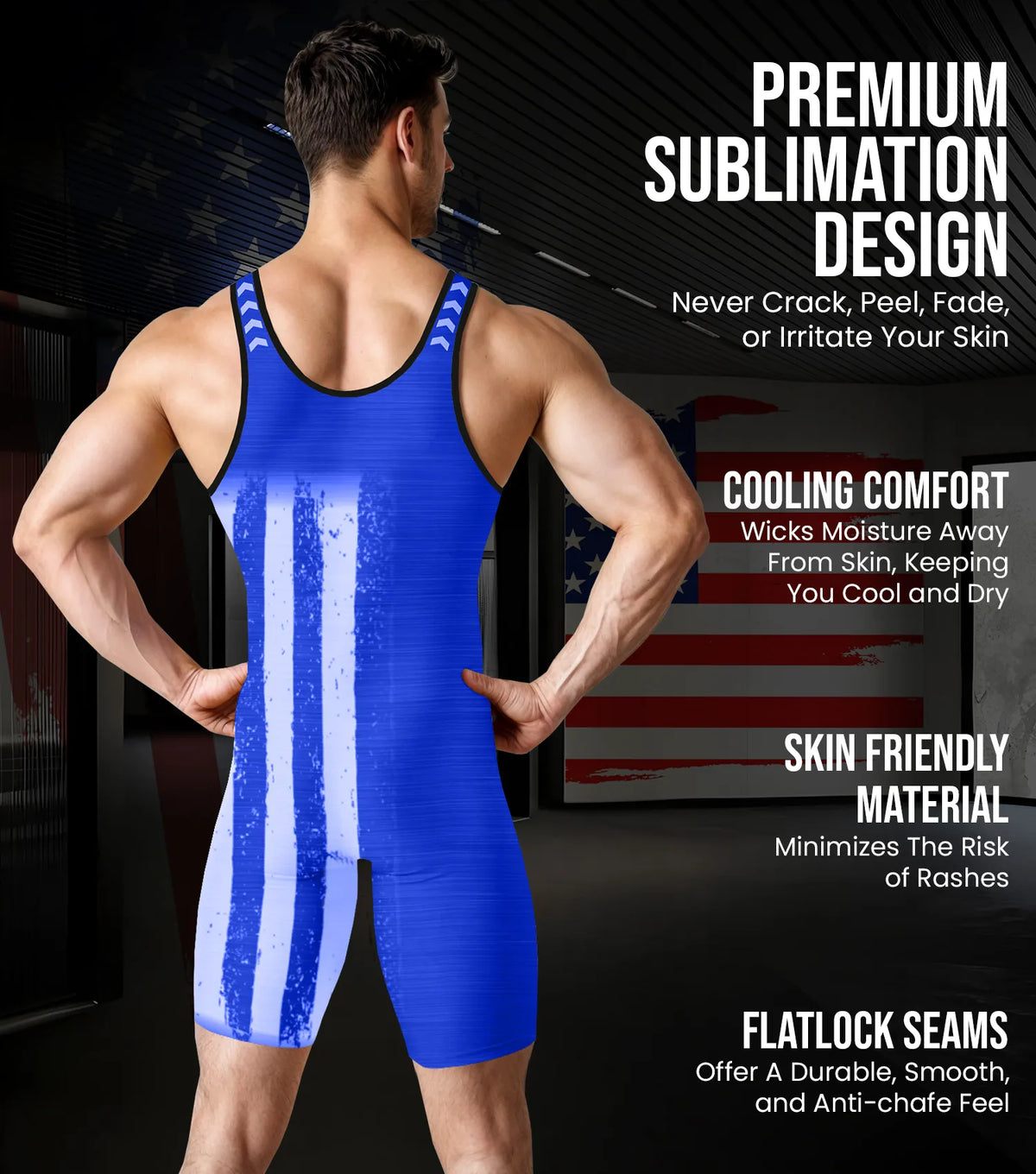 Exxact Sports Men’s Patriot Wrestling Singlets - Royal Blue