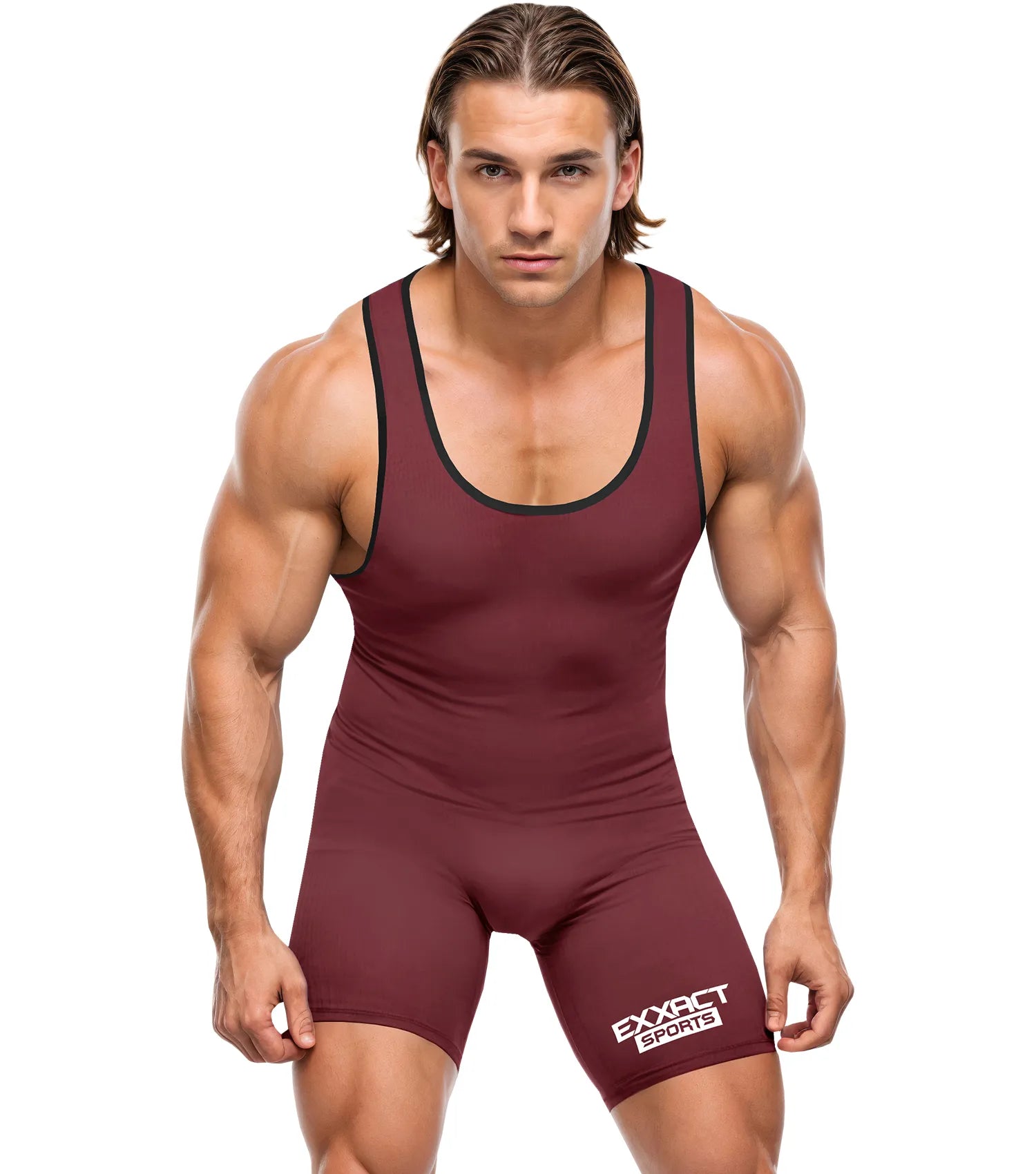 Exxact Sports Men’s Plain Wrestling Singlets Powerlifting Singlet - Maroon