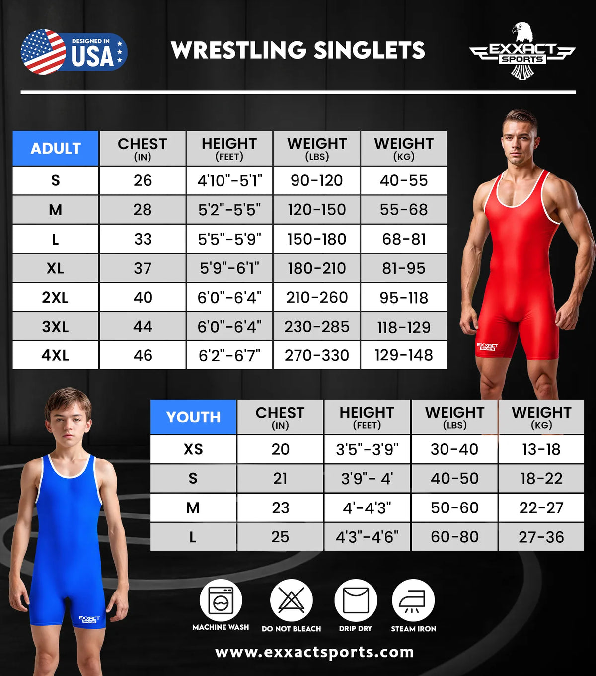 Exxact Sports Men’s Plain Wrestling Singlets Powerlifting Singlet - Black