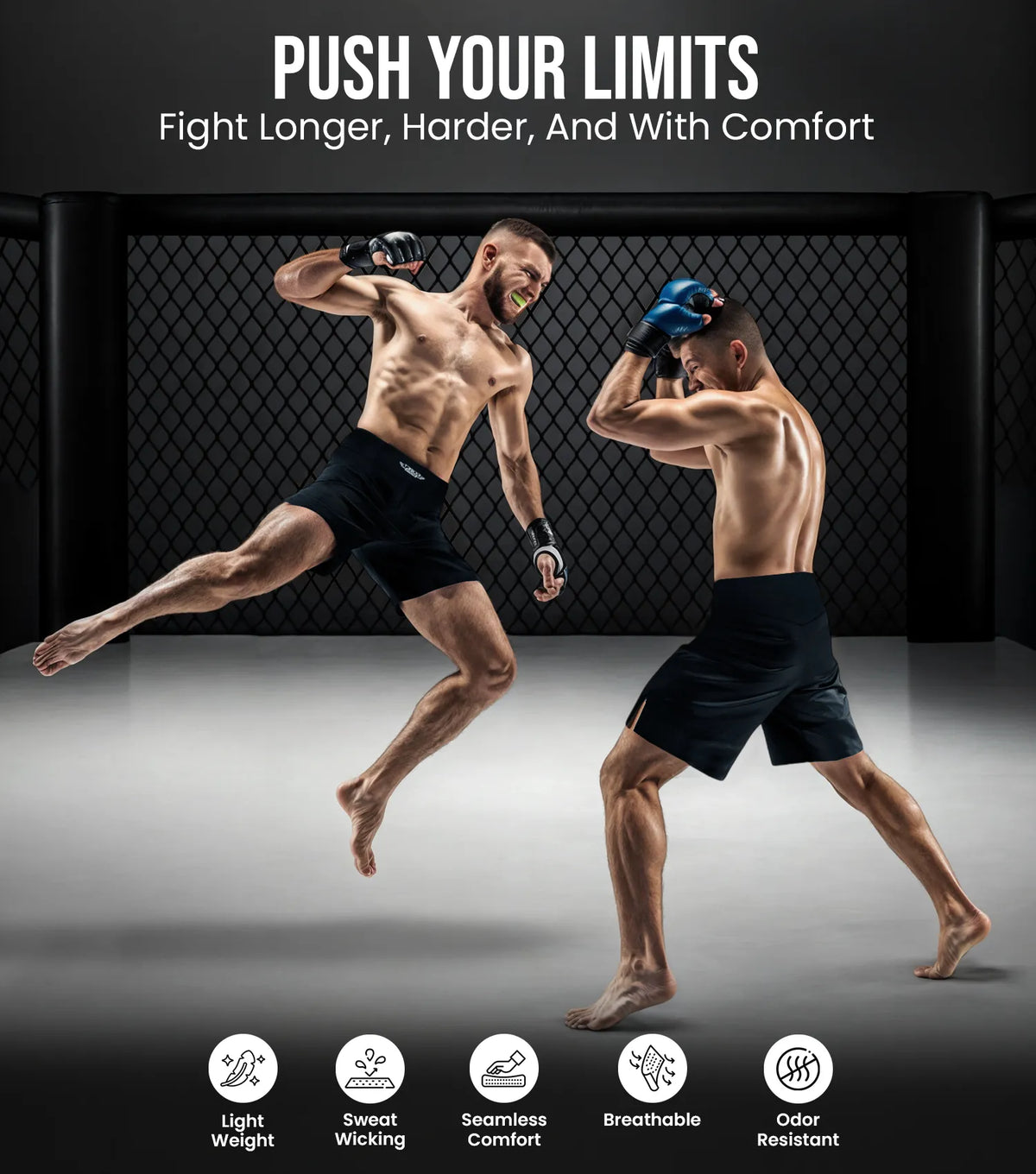 Exxact Sports Men’s Pro Mma Shorts No-gi Bjj Jiu Jitsu for Boxing Ufc & Cross Training - Red