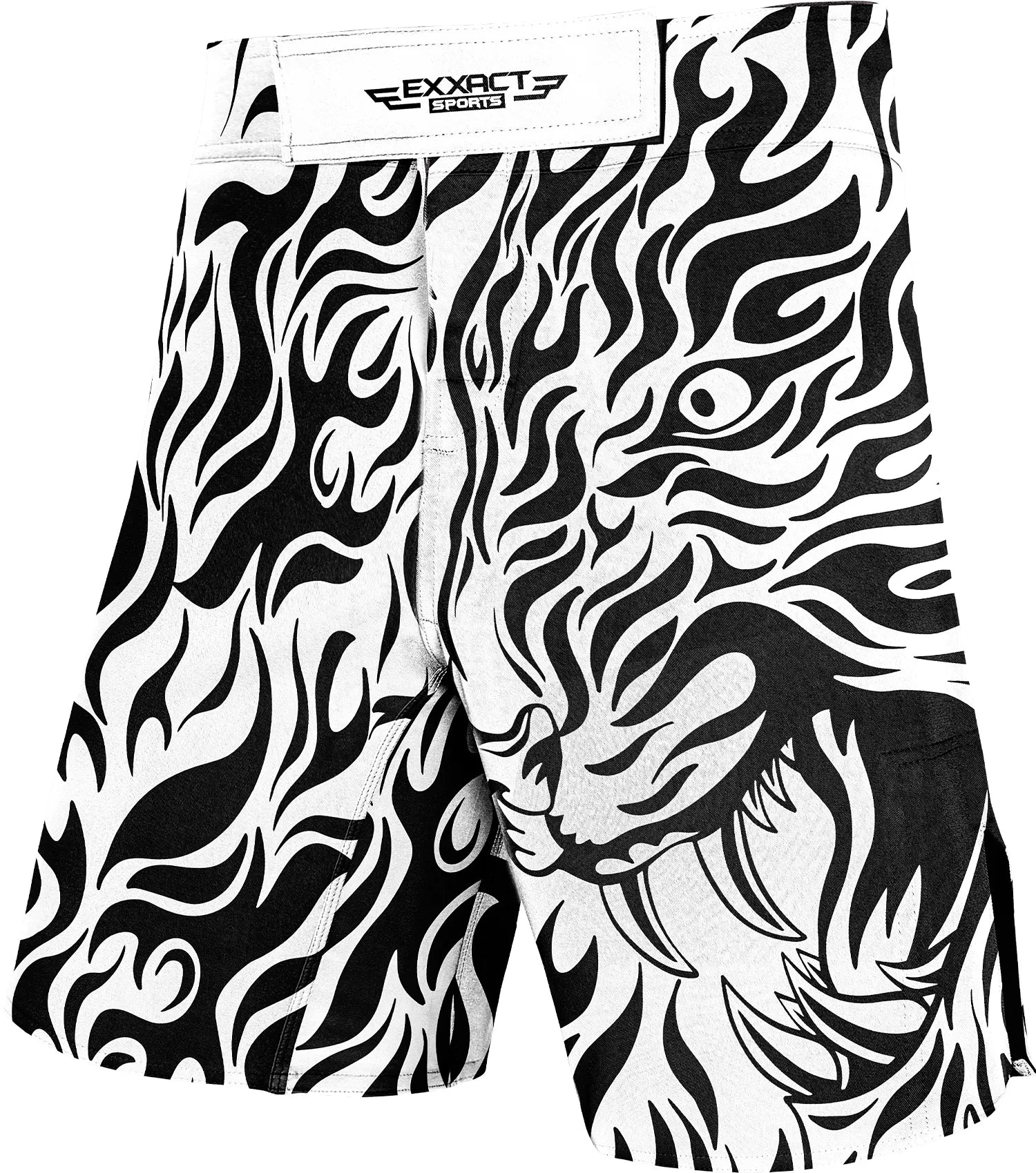 Exxact Sports Men’s Pro Mma Shorts No-gi Bjj Jiu Jitsu for Boxing Ufc & Cross Training - White Tiger