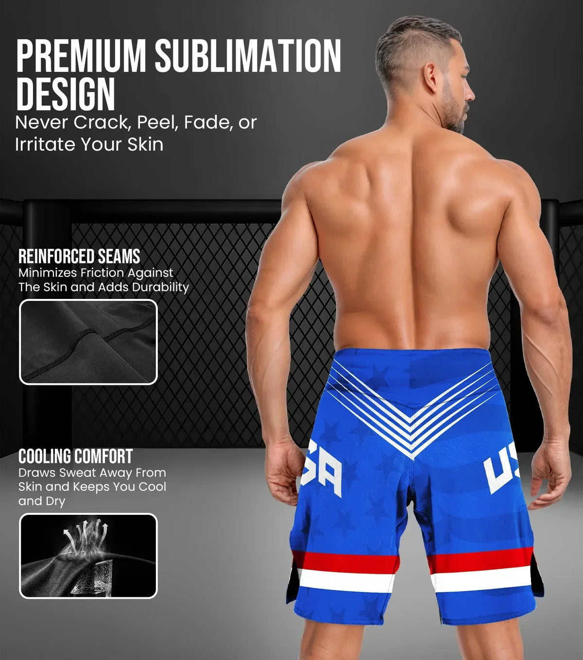 Exxact Sports Men’s Pro Mma Shorts No-gi Bjj Jiu Jitsu for Boxing Ufc & Cross Training - Royal Blue Usa