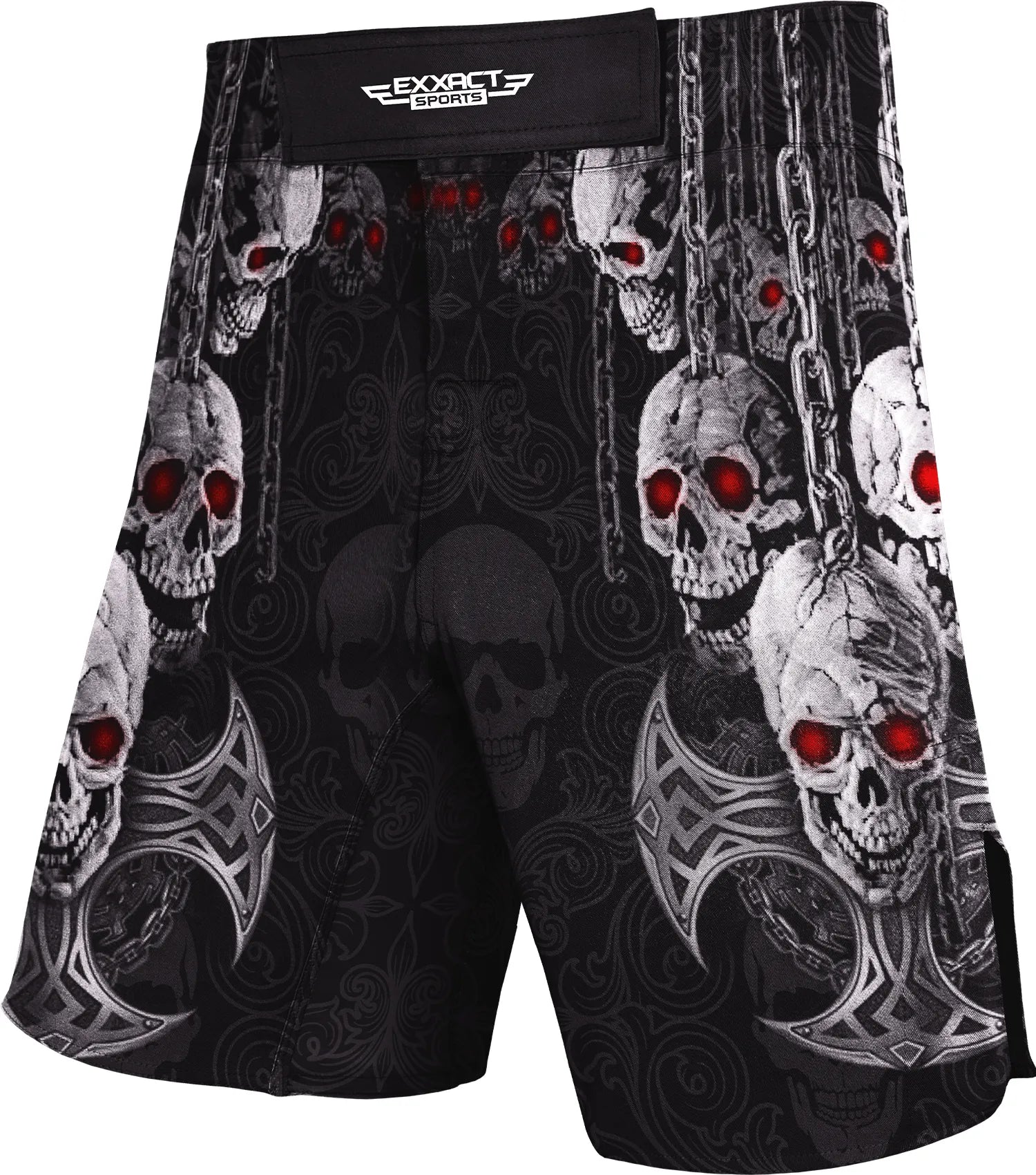 Exxact Sports Men’s Pro Mma Shorts No-gi Bjj Jiu Jitsu for Boxing Ufc & Cross Training hanging - Skull