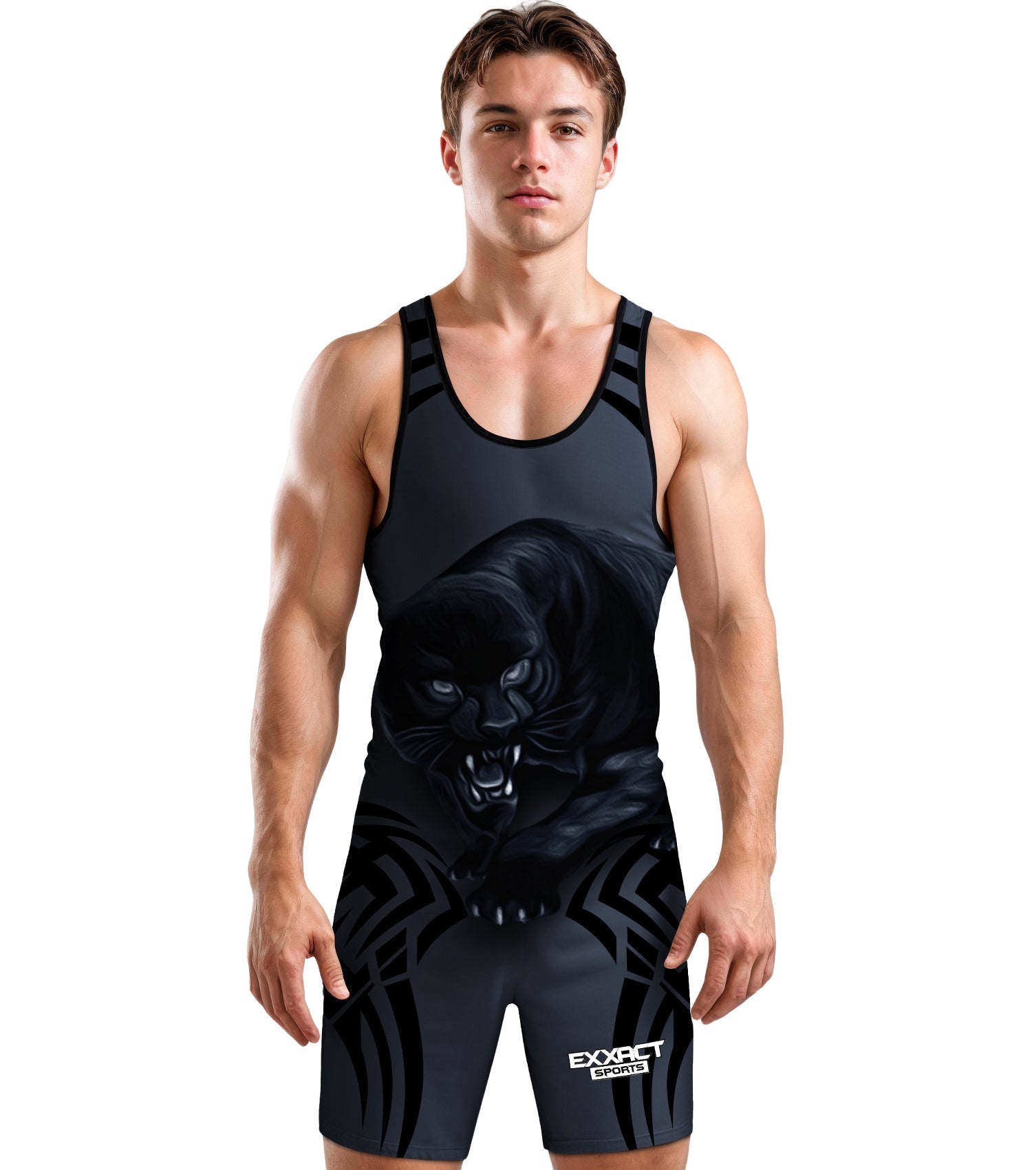 Exxact Sports Men’s Sublimated Wrestling Singlets - Black Panther