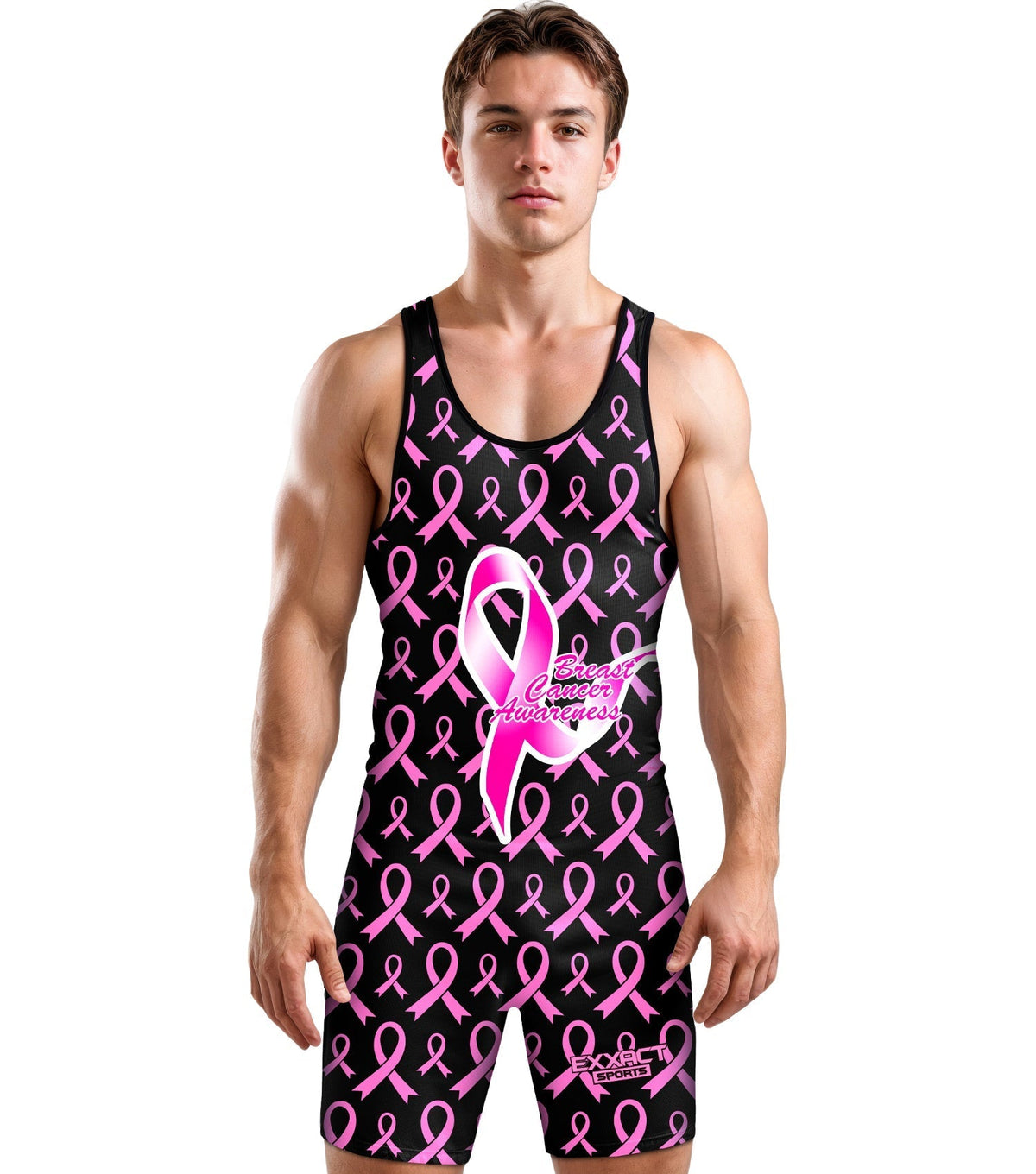 Exxact Sports Men’s Sublimated Wrestling Singlets - Breast Cancer