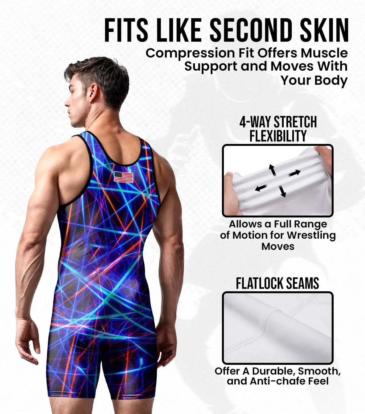 Exxact Sports Men’s Sublimated Wrestling Singlets - Lazer