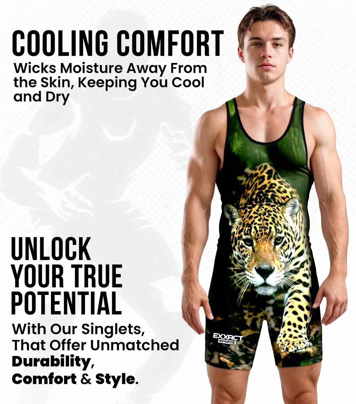Exxact Sports Men’s Sublimated Wrestling Singlets - Leopard