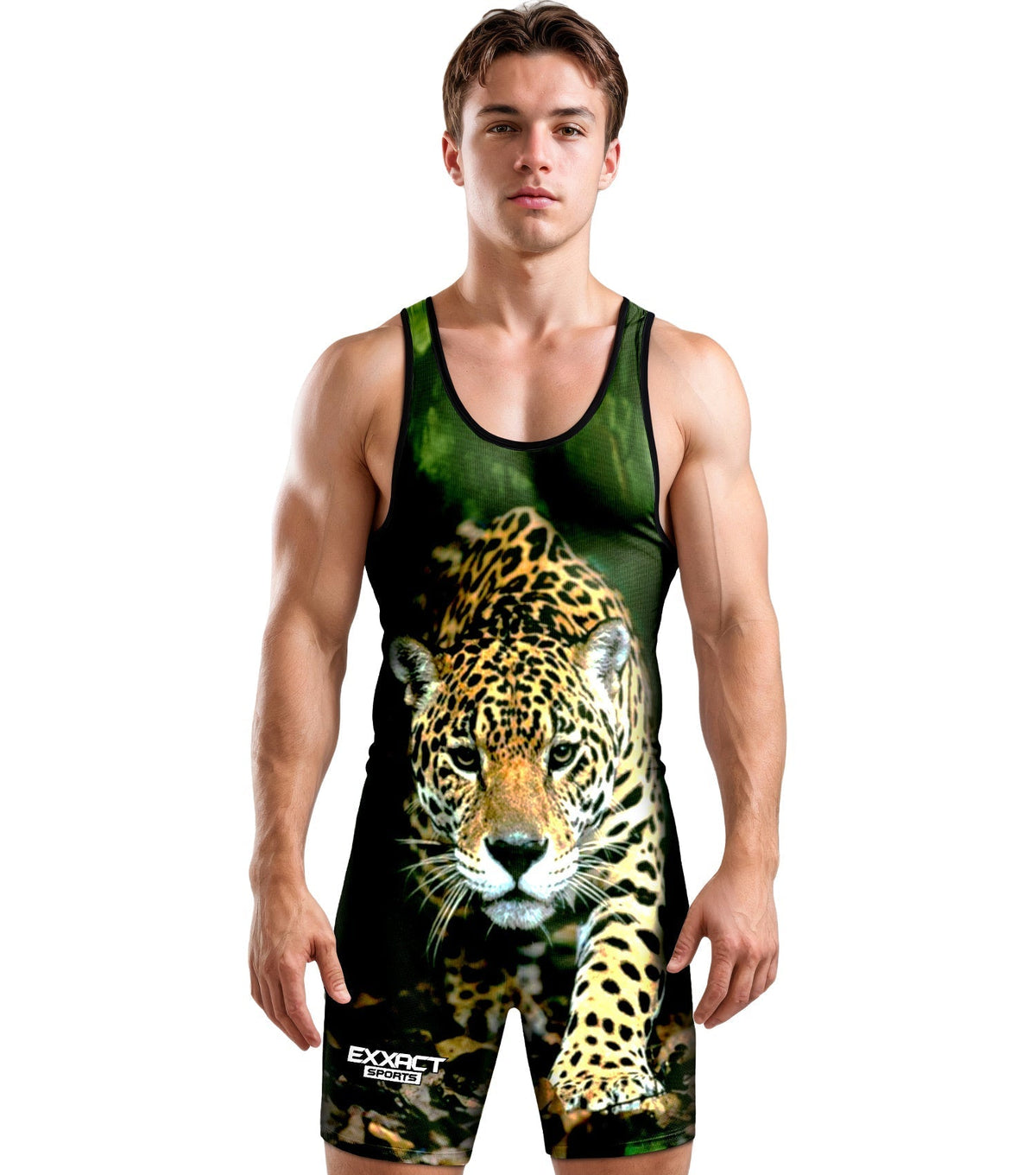 Exxact Sports Men’s Sublimated Wrestling Singlets - Leopard