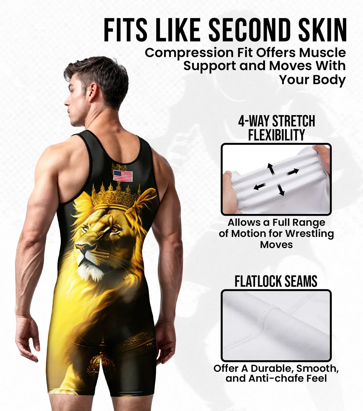 Exxact Sports Men’s Sublimated Wrestling Singlets - Lion