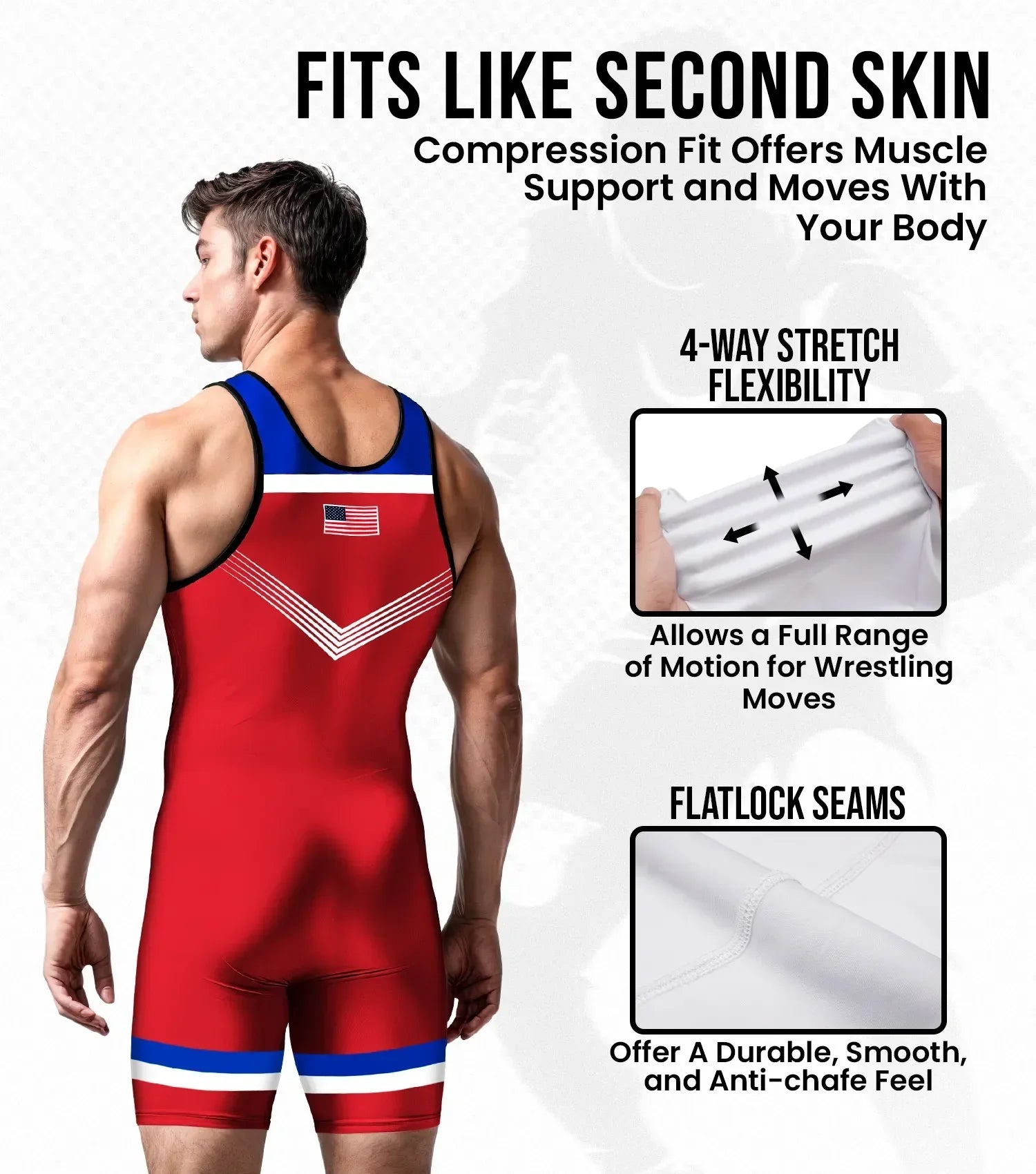Exxact Sports Men’s Sublimated Wrestling Singlets - Red Usa