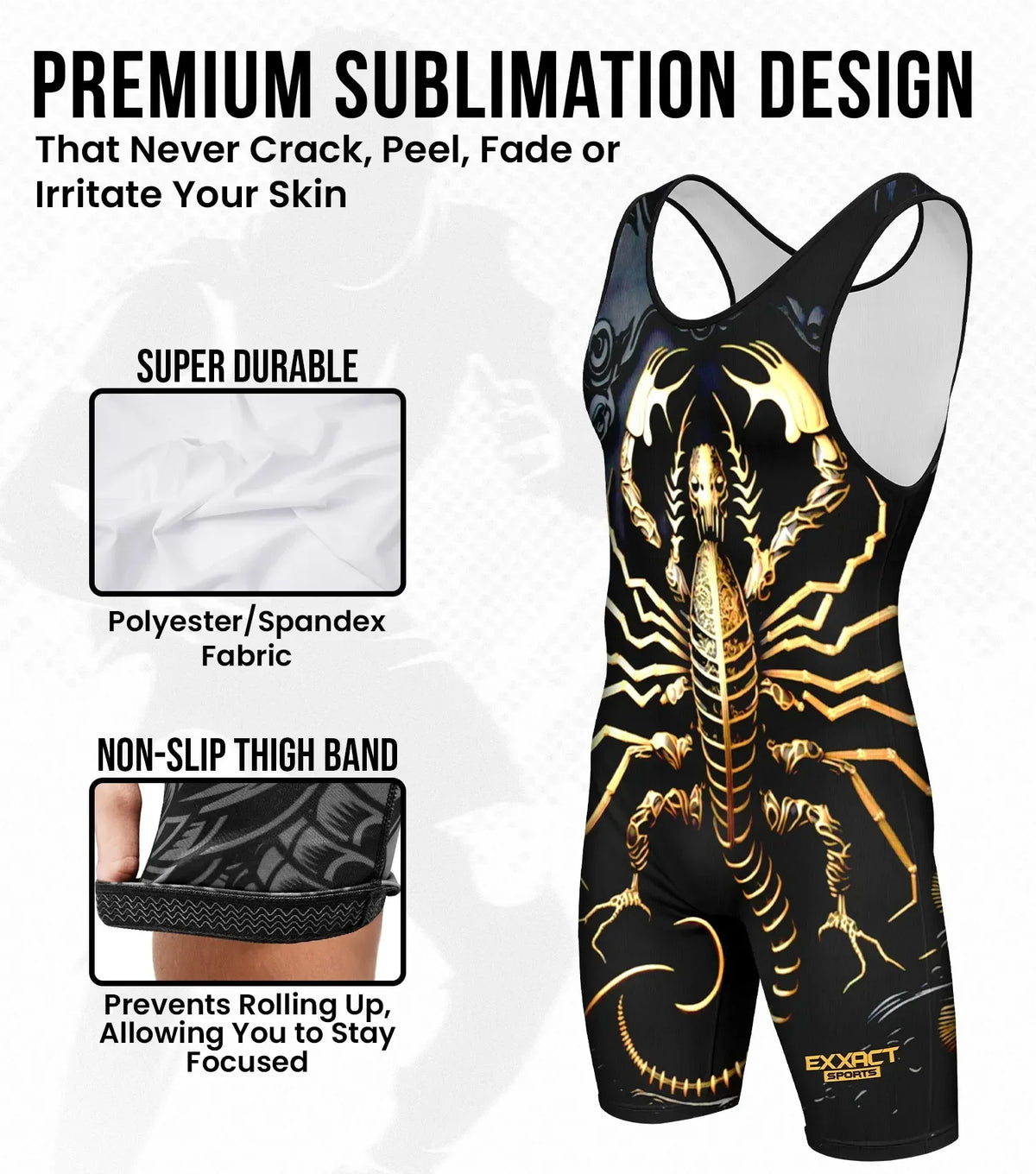 Exxact Sports Men’s Sublimated Wrestling Singlets - Scorpion