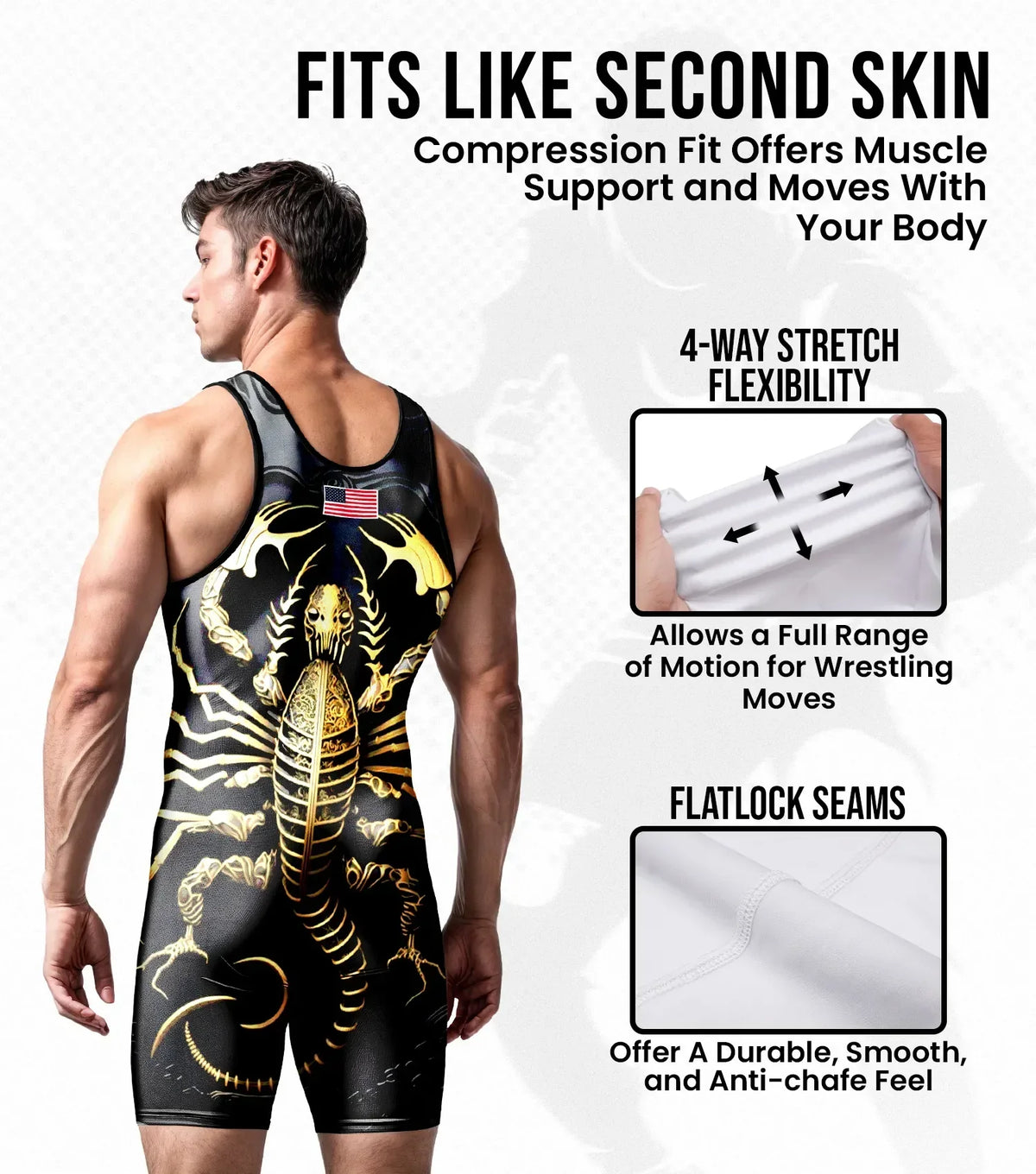 Exxact Sports Men’s Sublimated Wrestling Singlets - Scorpion