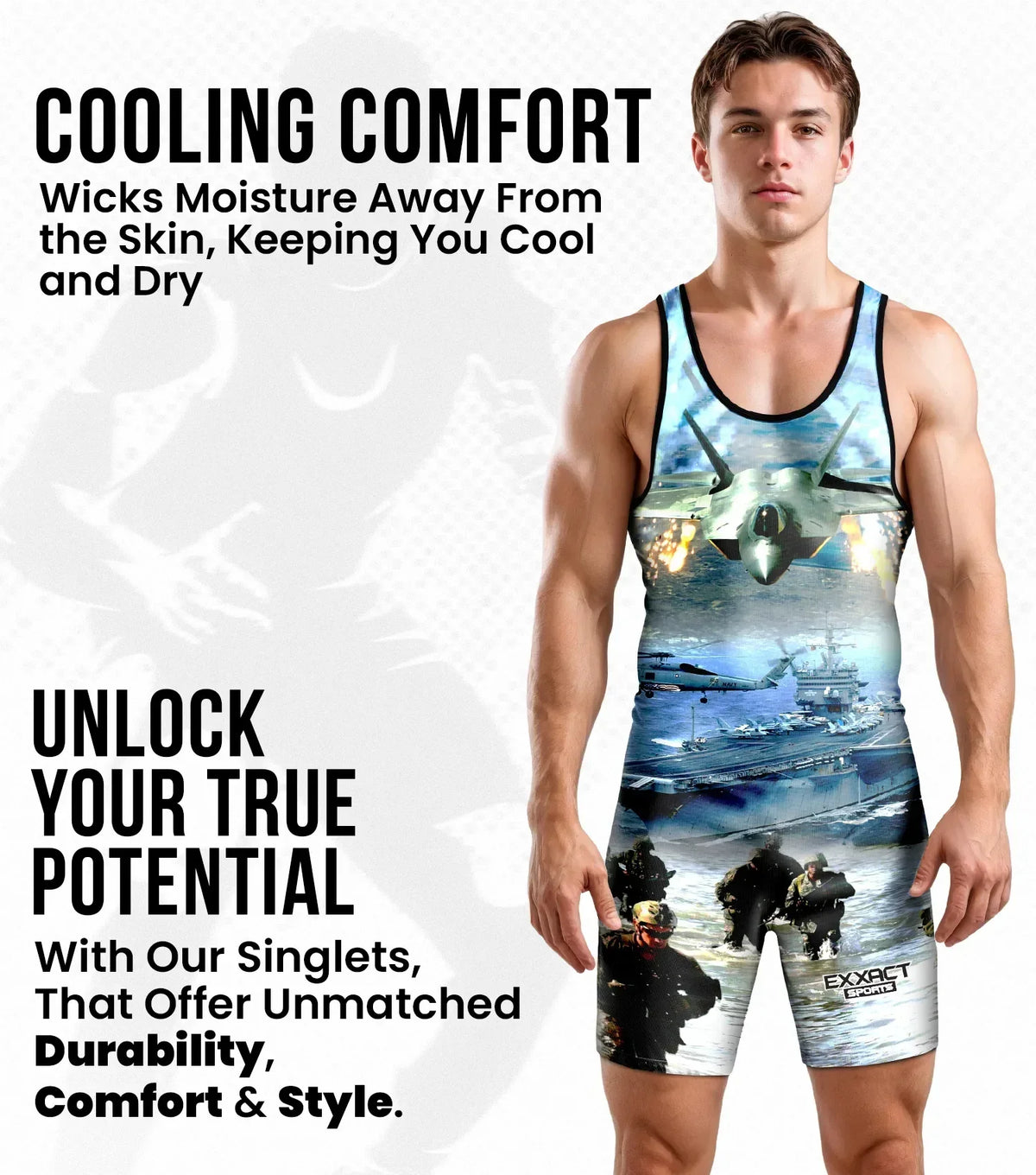 Exxact Sports Men’s Sublimated Wrestling Singlets - us Army