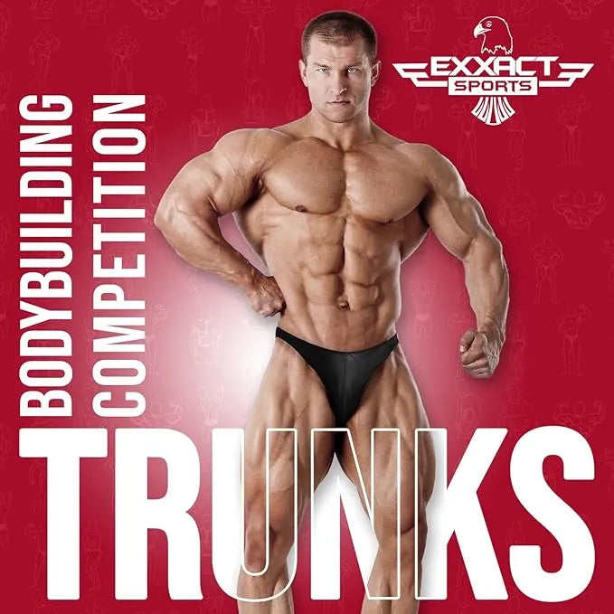 Exxact Sports Men’s V-cut Bodybuilding Competition Posing Trunks - Black