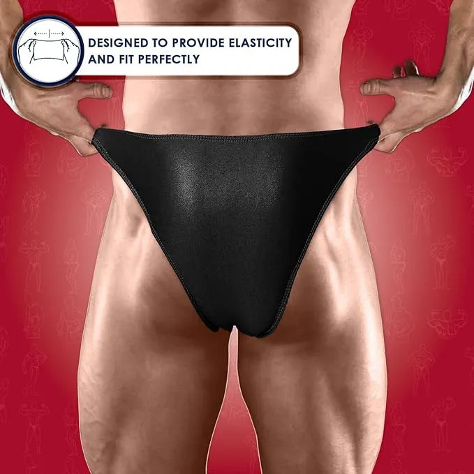 Exxact Sports Men’s V-cut Bodybuilding Competition Posing Trunks - Black
