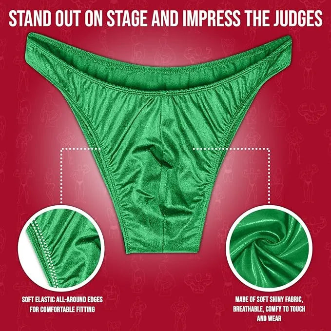 Exxact Sports Men’s V-cut Bodybuilding Competition Posing Trunks - Green