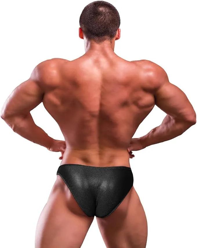 Exxact Sports Men’s V-cut Bodybuilding Competition Posing Trunks - Black