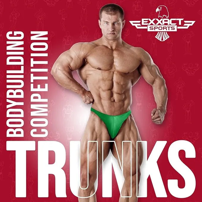 Exxact Sports Men’s V-cut Bodybuilding Competition Posing Trunks - Green