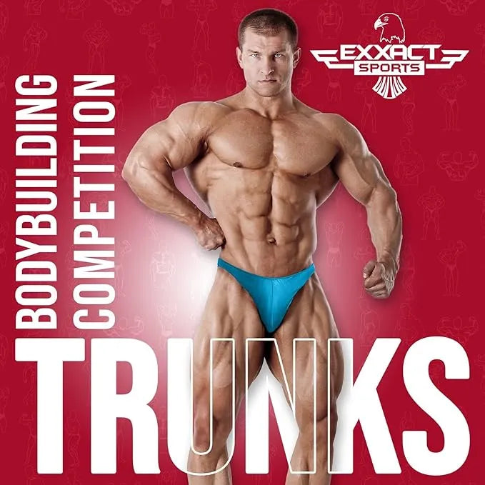 Exxact Sports Men’s V-cut Bodybuilding Competition Posing Trunks - Aqua Teal