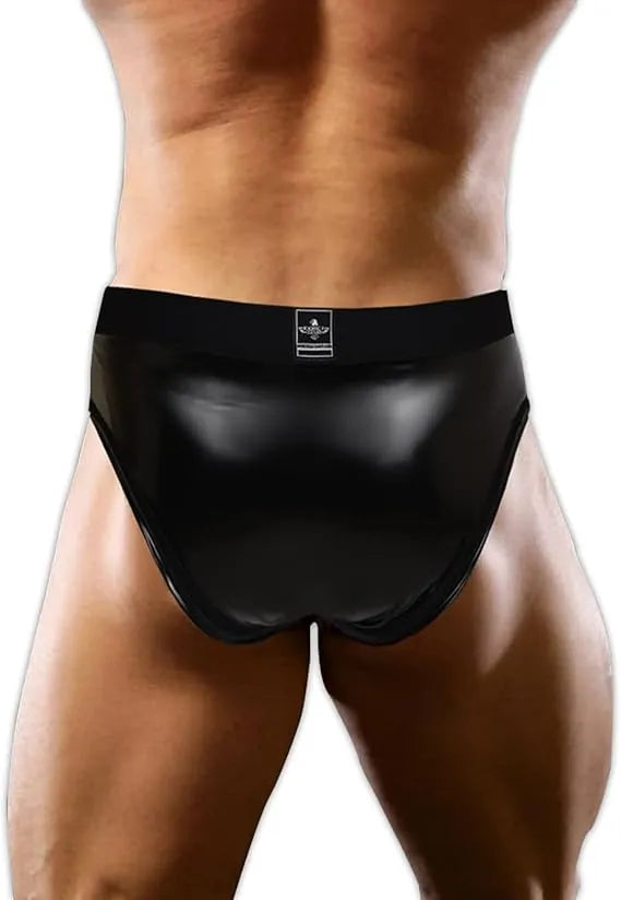 Exxact Sports Men’s Wet Look Shining Bodybuilding Posing Trunks - Black
