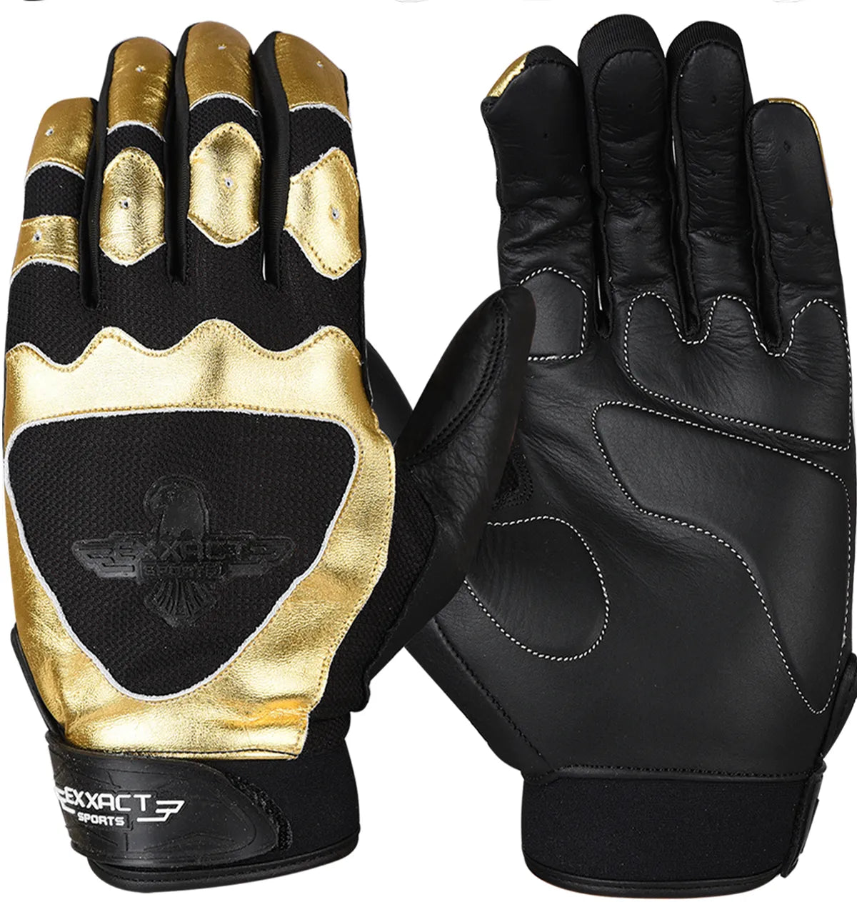Exxact Sports Padded Baseball Batting Gloves for Men & Women - Black Gold