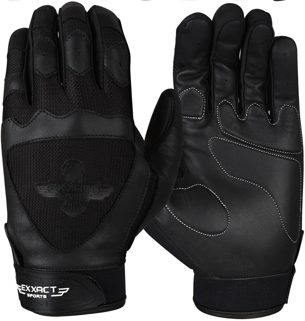 Exxact Sports Padded Baseball Batting Gloves for Men & Women - Black