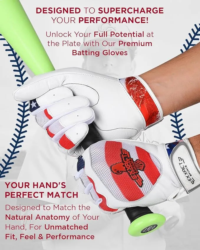 Exxact Sports Padded Baseball Batting Gloves for Men & Women - Usa Flag