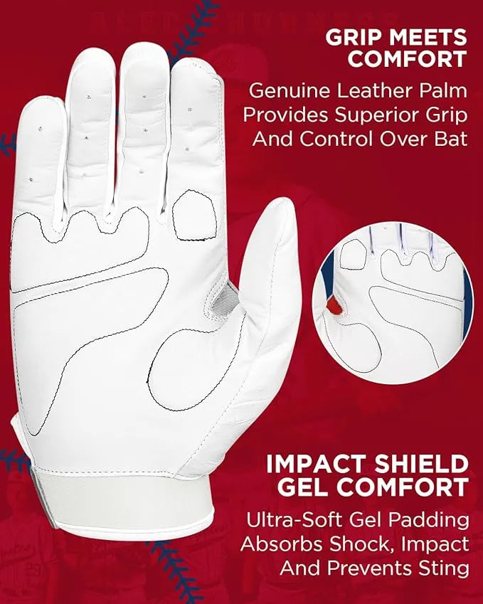 Exxact Sports Padded Baseball Batting Gloves for Men & Women - White