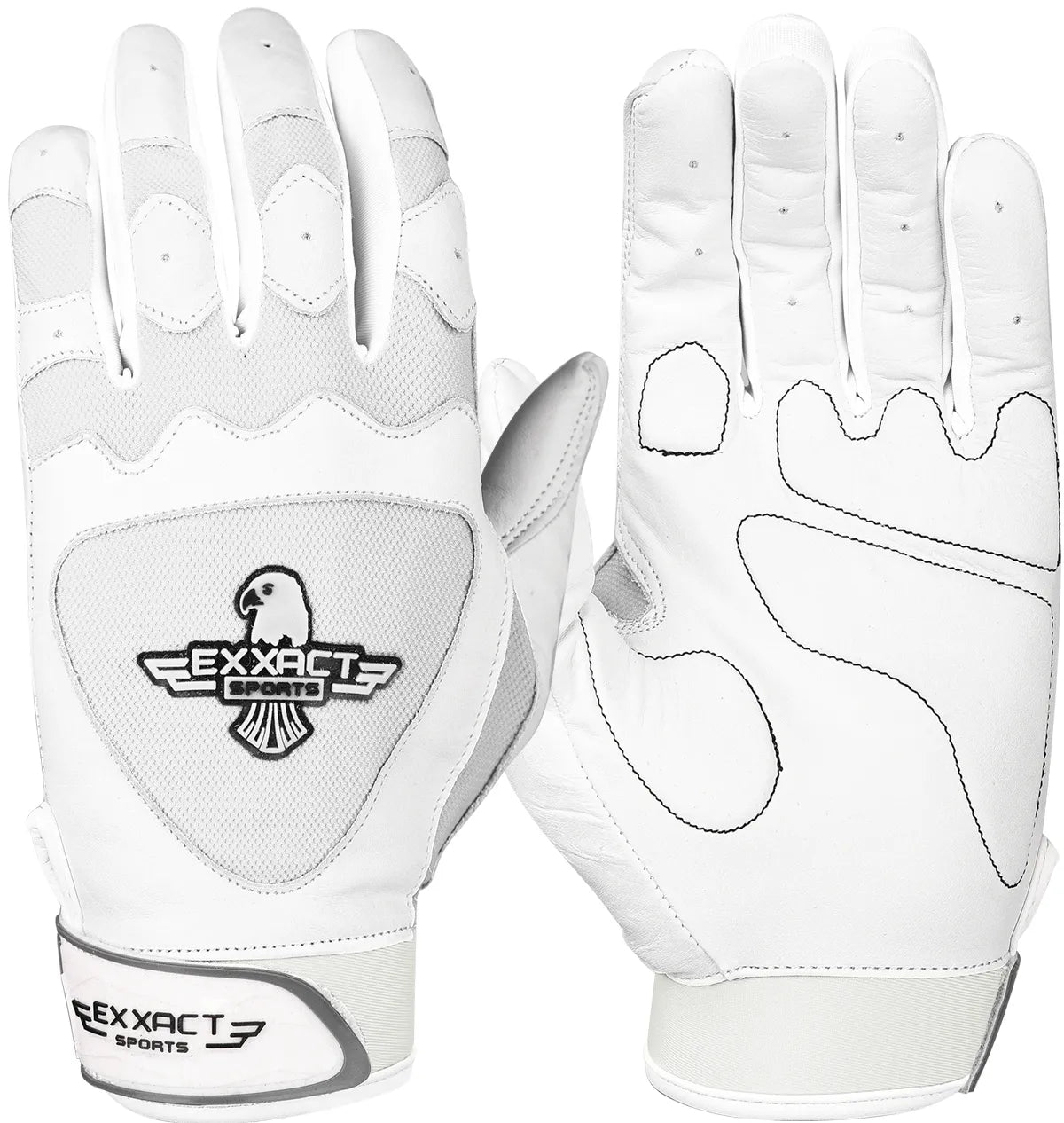 Exxact Sports Padded Baseball Batting Gloves for Men & Women - White