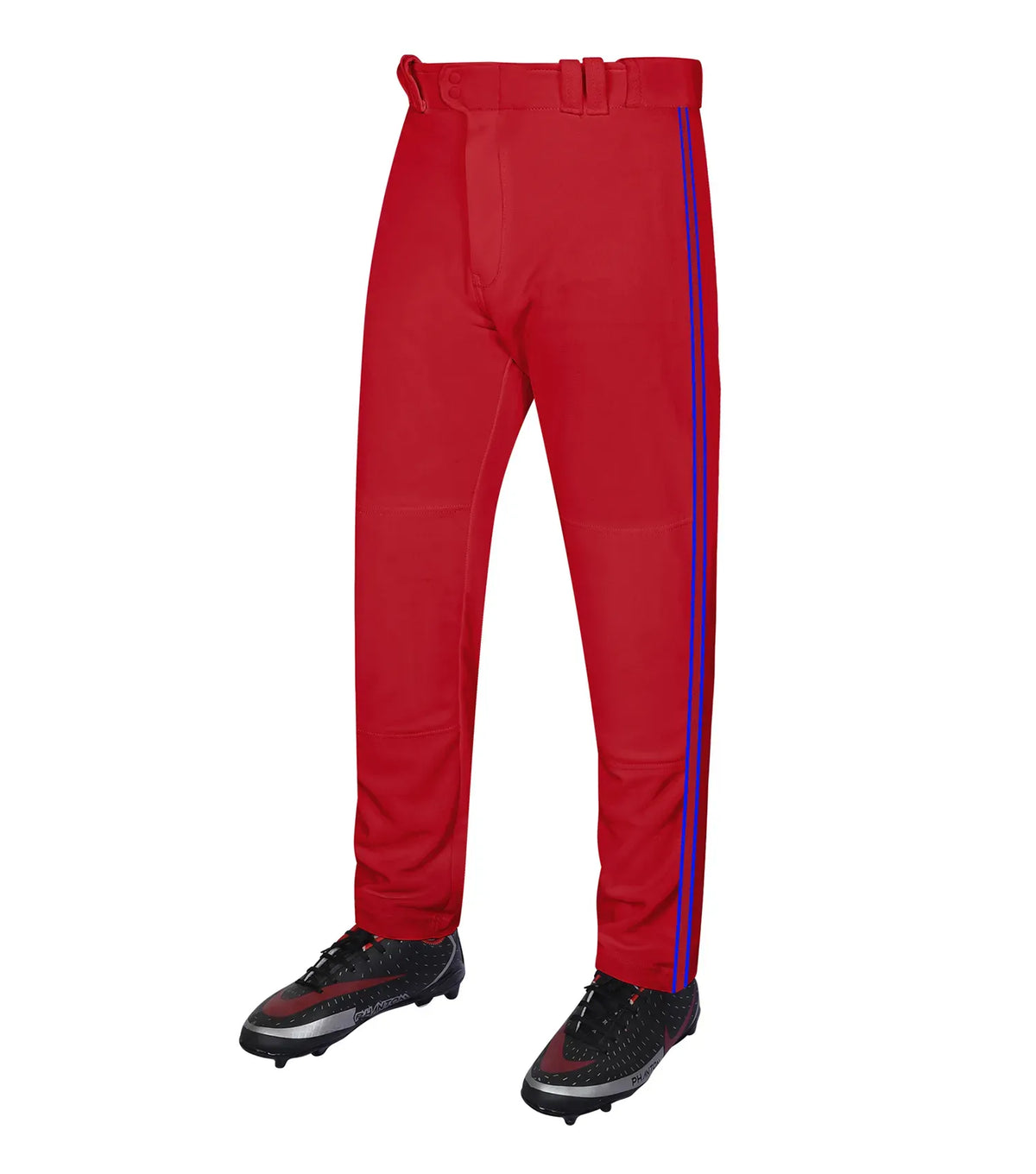 Exxact Sports Proline Adult Full Length Baseball Pants with Stripes - Red - Red/royal Blue / Small