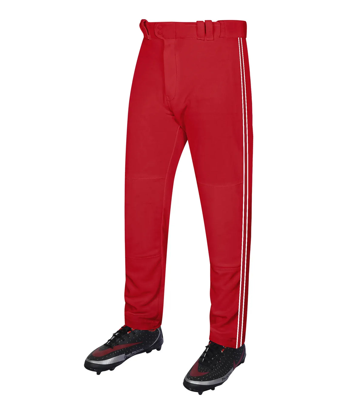 Exxact Sports Proline Adult Full Length Baseball Pants with Stripes - Red - Red/white / Small