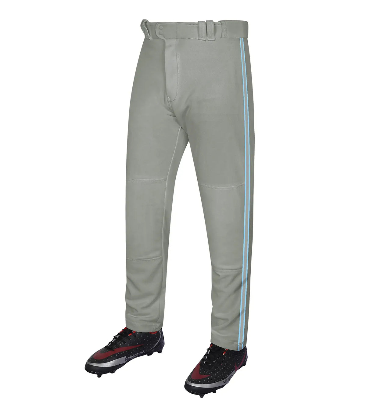 Exxact Sports Proline Adult Full Length Baseball Pants with Stripes - Gray - Gray/skyblue / Small
