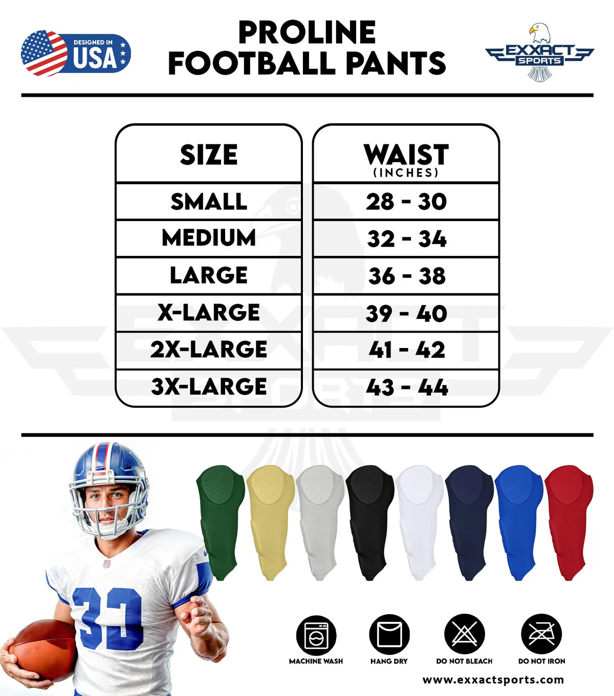 Exxact Sports Proline Men’s Integrated Football Pants with 7 Flex Pads Red Adult