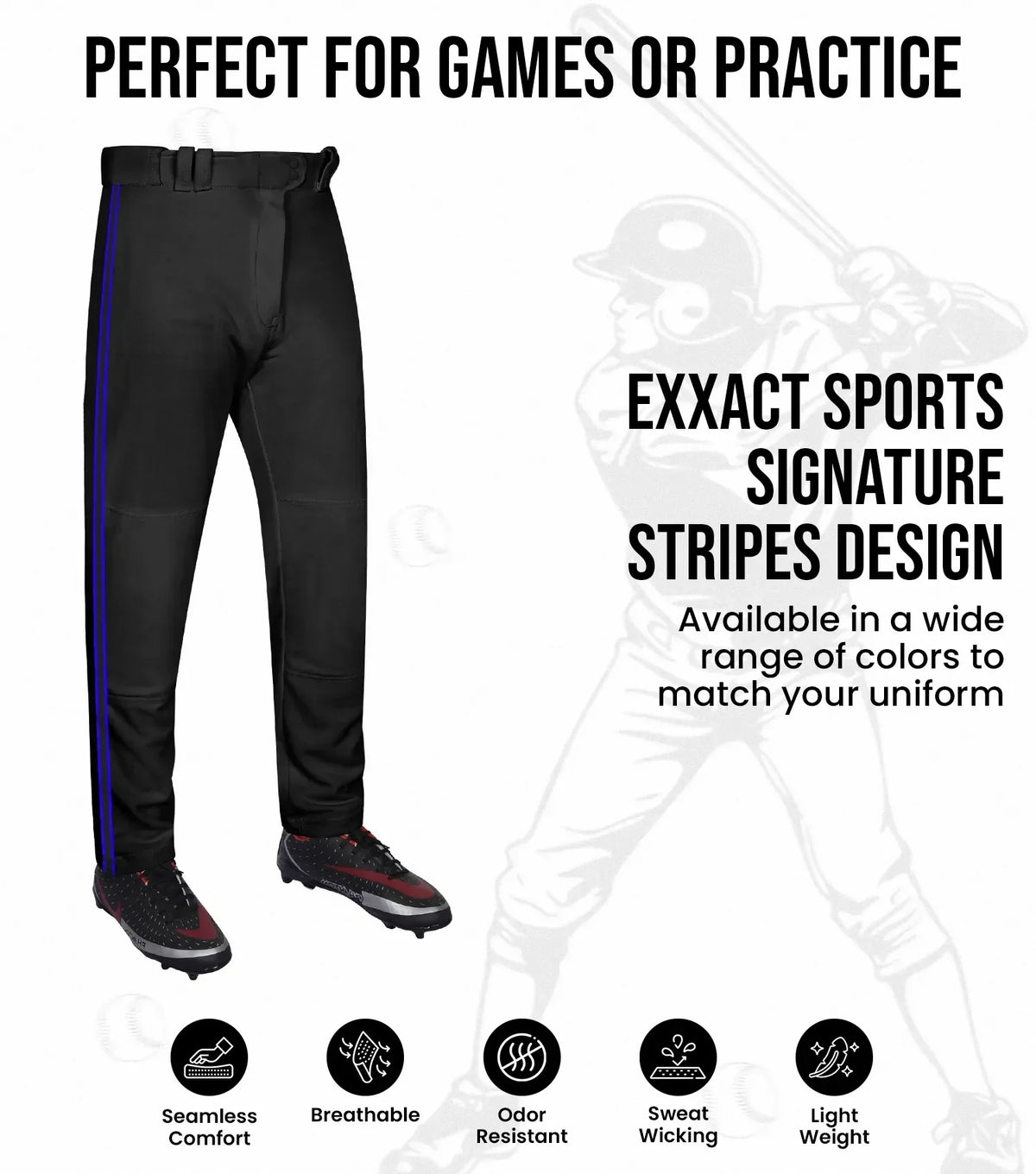 Exxact Sports Proline Youth Full Length Baseball Pants with Stripes - Black