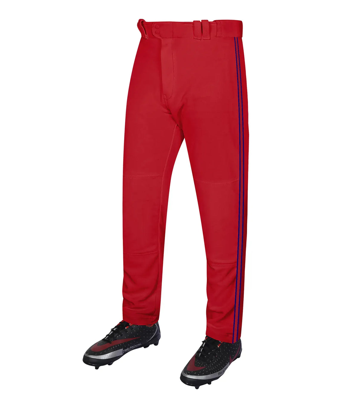 Exxact Sports Proline Youth Full Length Baseball Pants with Stripes - Red - Red/navy / X-small