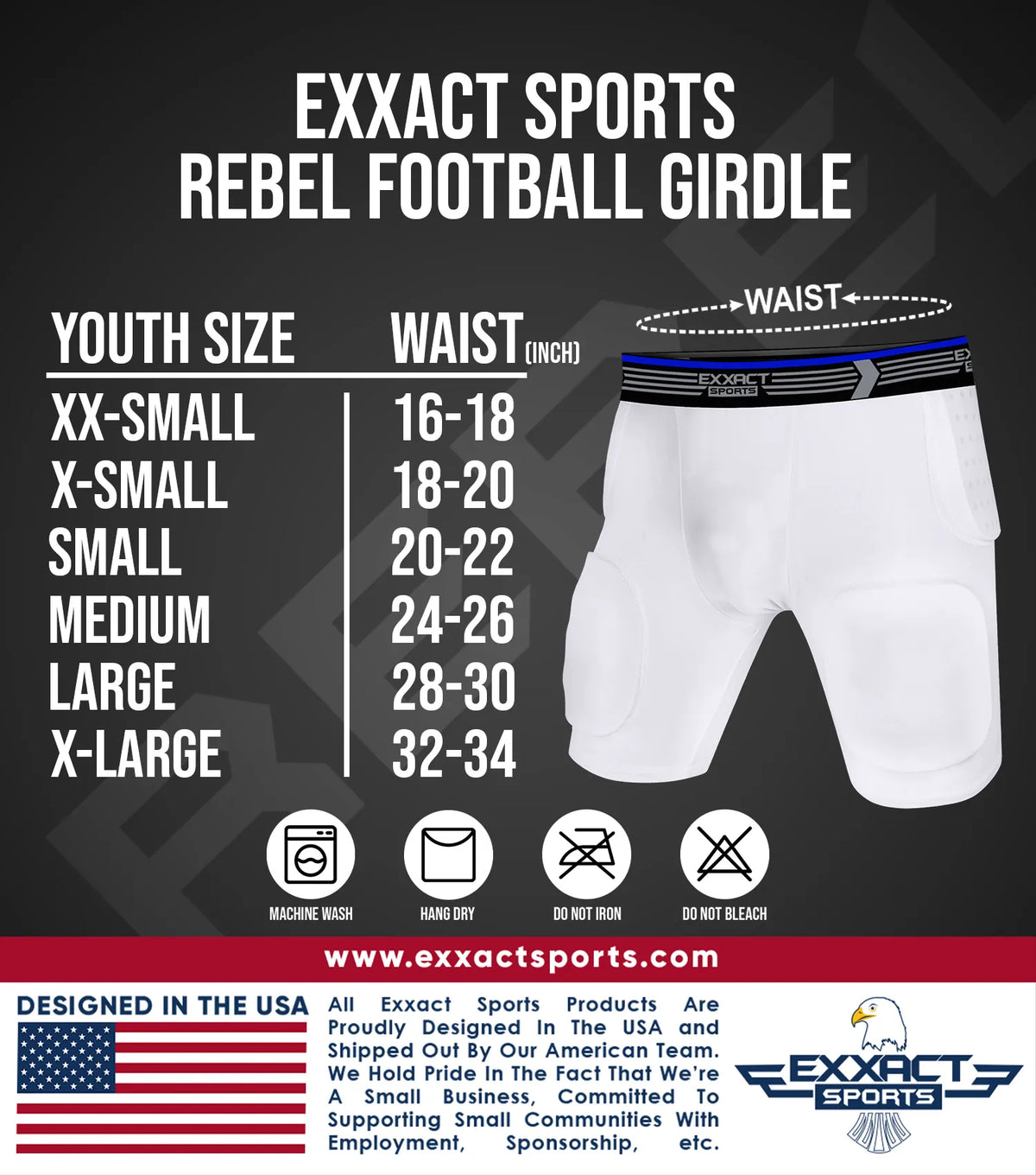 Exxact Sports Rebel 5-pad Boys Football Girdle with Cup Pocket Youth - White