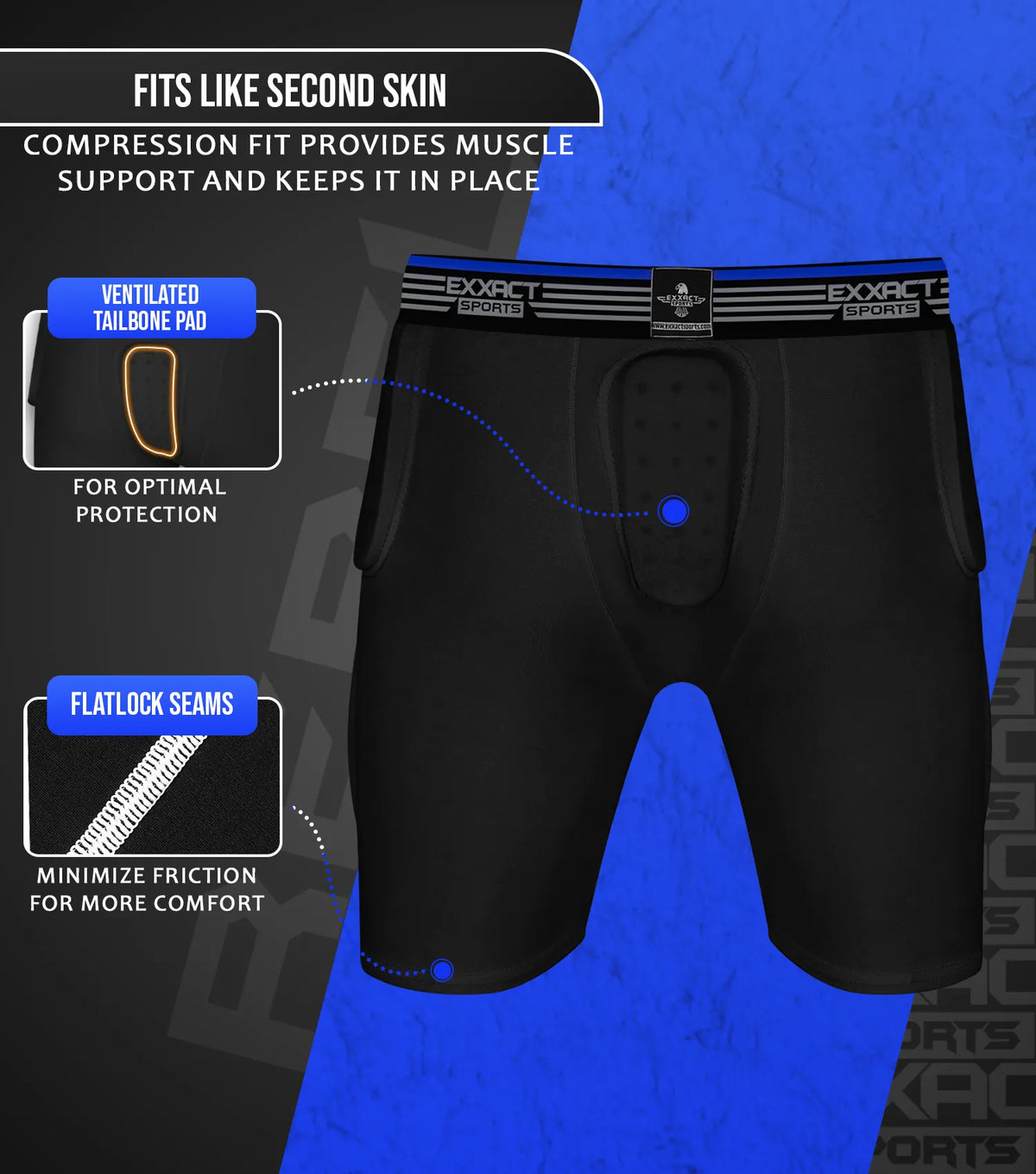 Exxact Sports Rebel 5-pad Boys Football Girdle with Cup Pocket Youth - Black