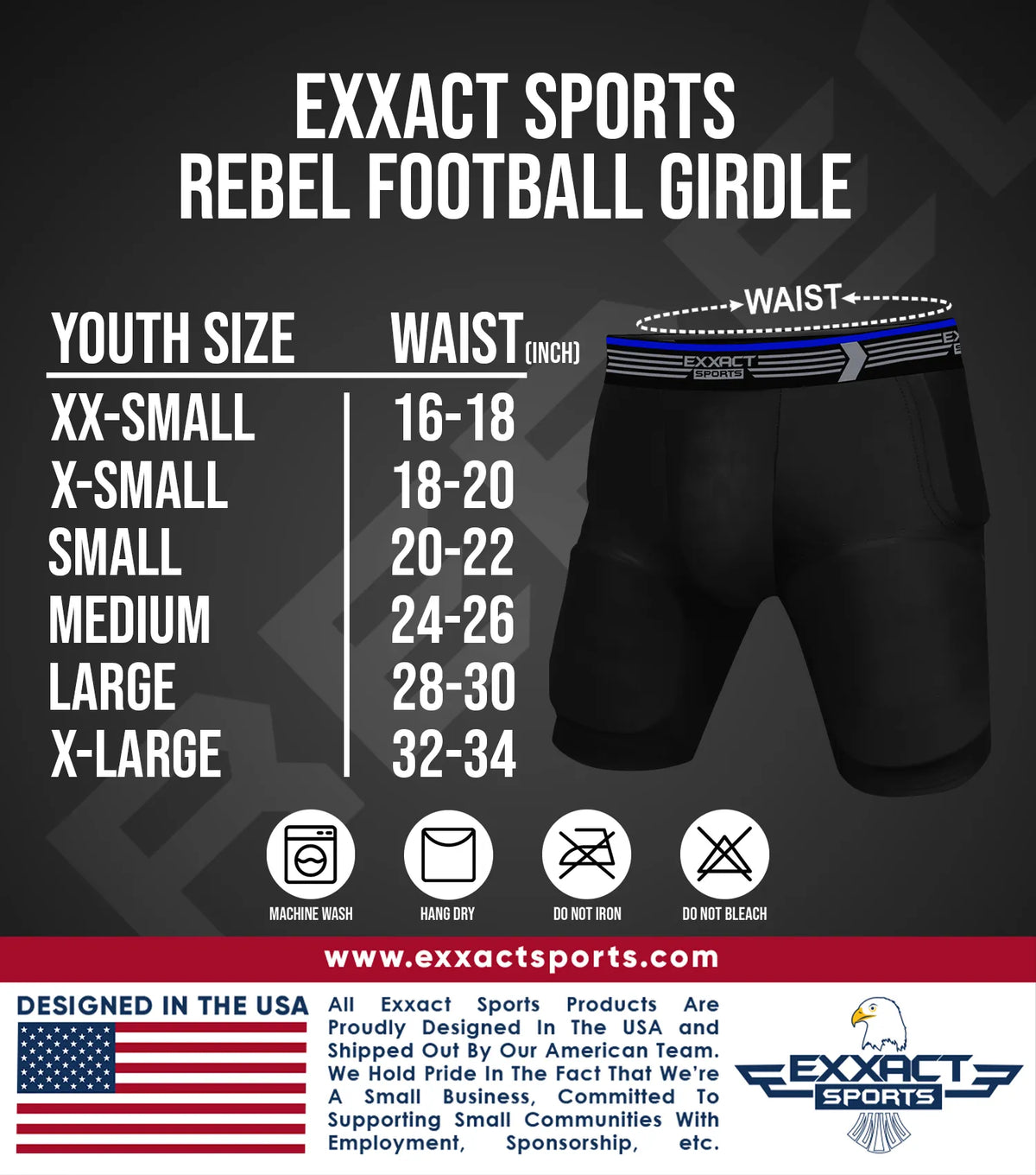 Exxact Sports Rebel 5-pad Boys Football Girdle with Cup Pocket Youth - Black