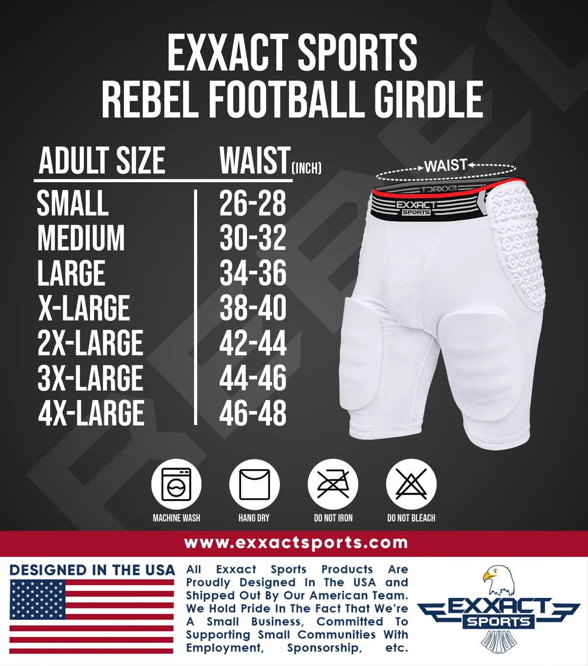 Exxact Sports Rebel 5-pad Men’s Football Girdle with Cup Pocket Adult - White